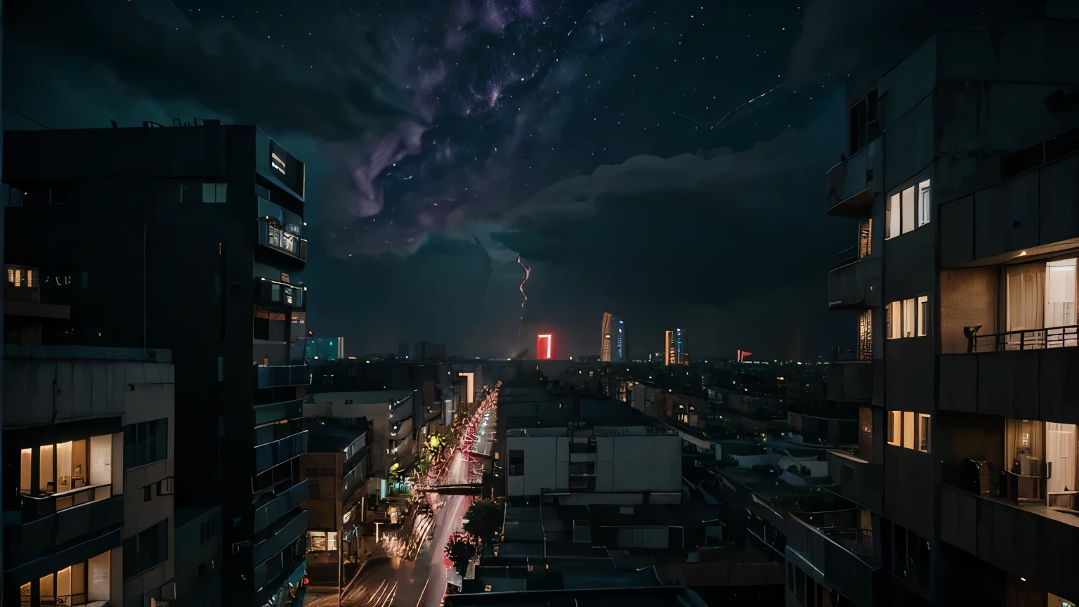 Purple dark cloudy night sky