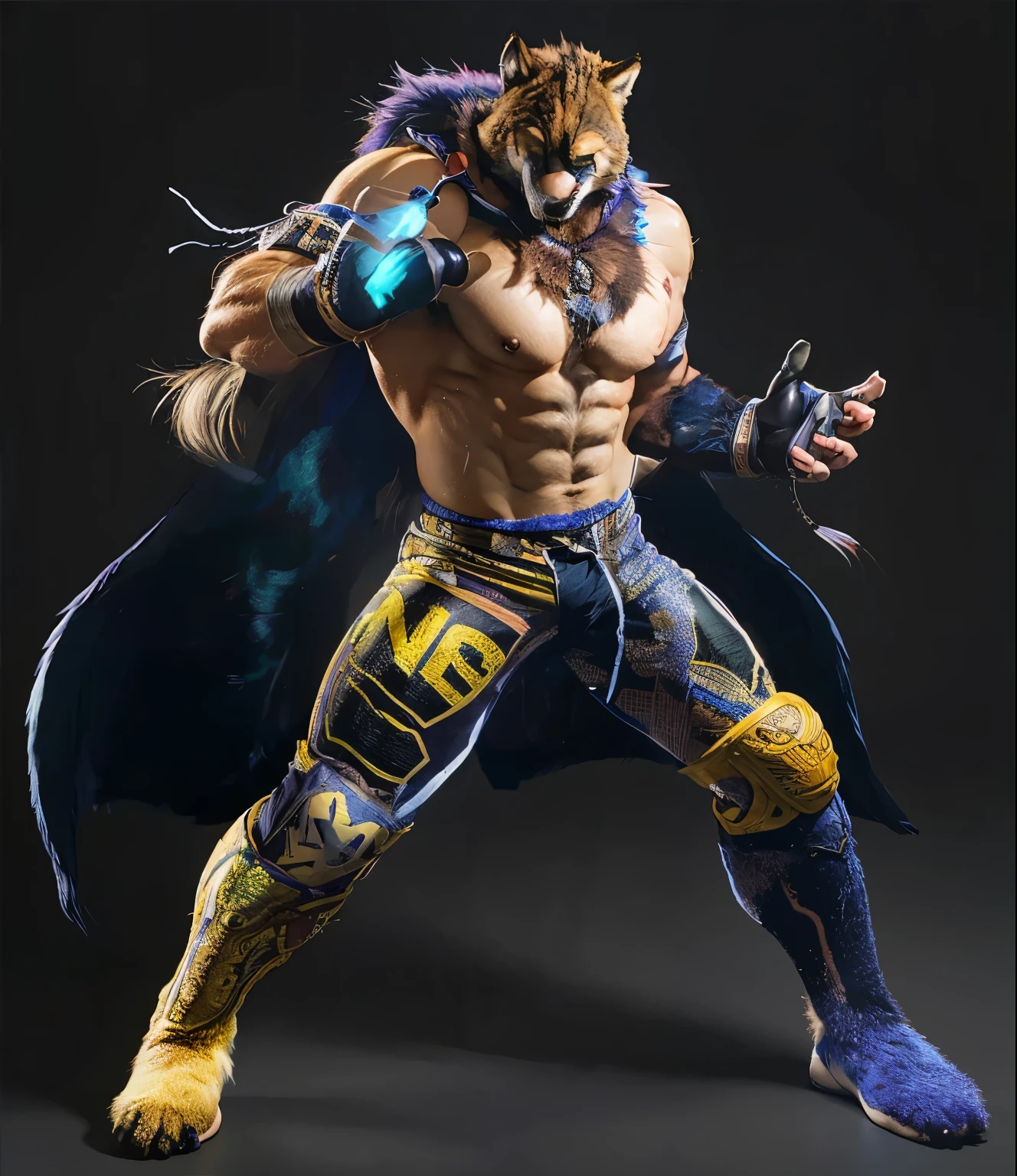 Furry art, furry, muscle, fighting, anime