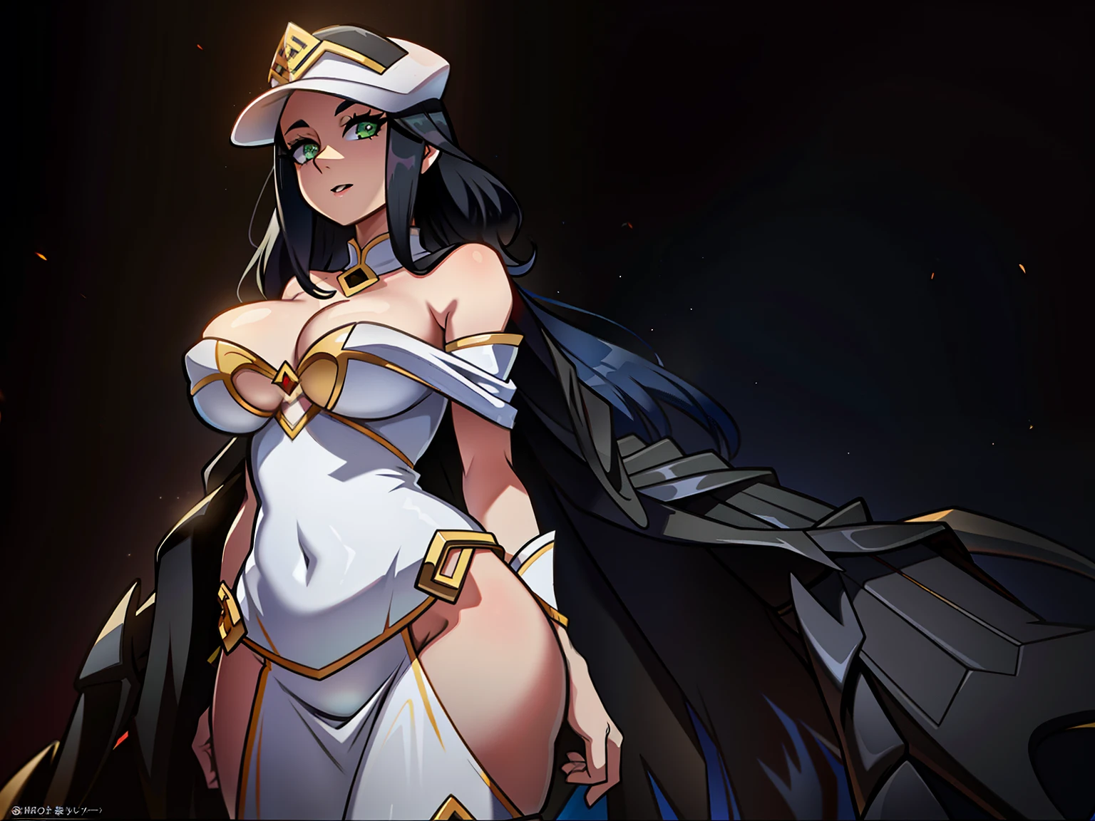 Imagen de estilo anime de una mujer vestida con un vestido blanco y una capa negra., Albedo from overlord, 2. 5 d cgi anime fantasy artwork, fanart best art station, renderizado de motor irreal + Una diosa, Albedo, Albedo from the anime overlord, Arte de personajes de renderizado 3D 8 k, Diosa del anime