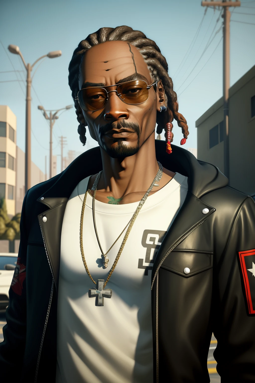 Snoop dogg in gta v, masterpiece, best quality, outdoor