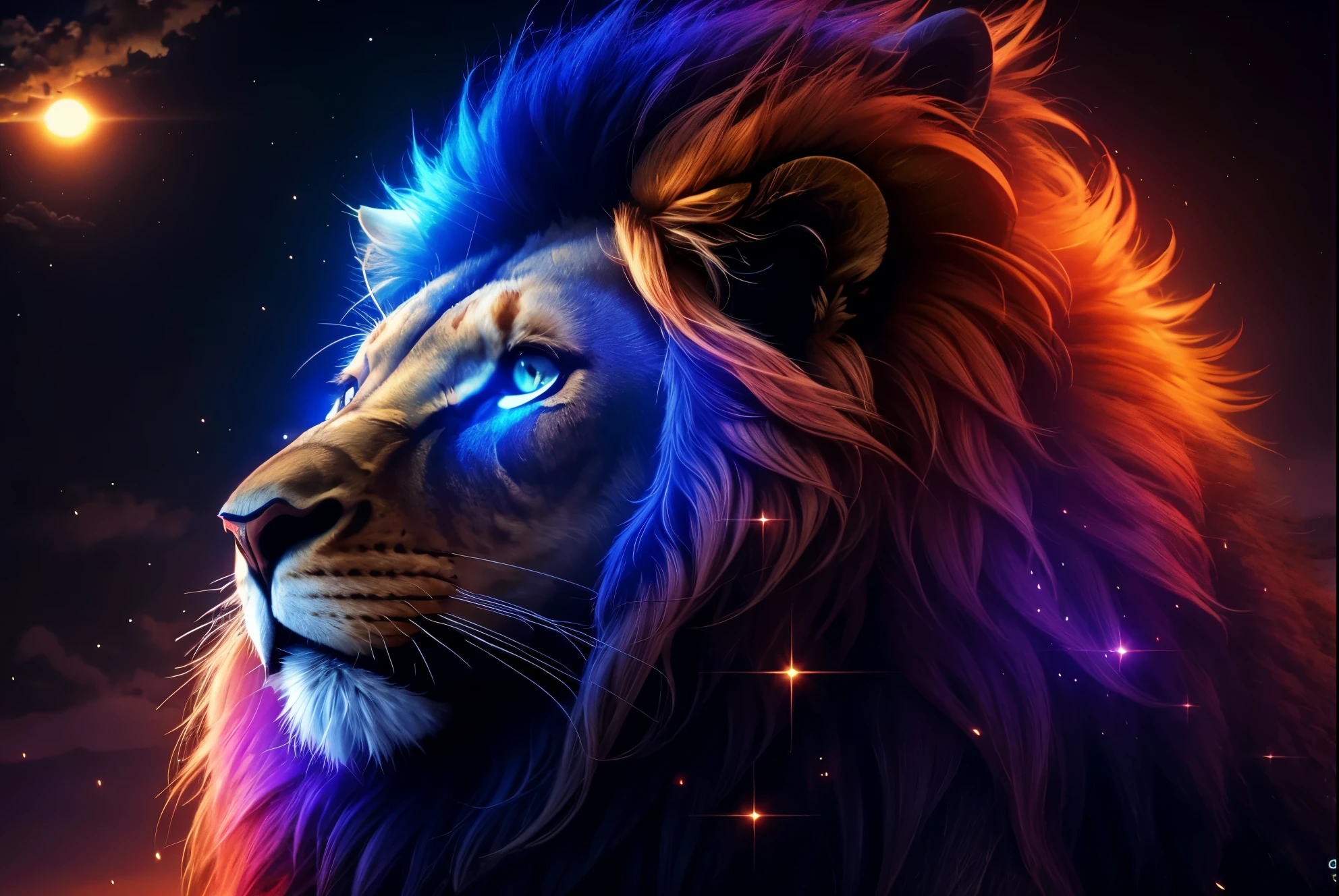 Lion, Divine Lion, naturais, Natureza, Natureza, Linda, renderizado, fotorrealista, UltraHD, 4k, texturasdetalhadas, thunders, sombras detalhadas, cores detalhadas, por do sol, sol se pondo, Sunset, Natureza Linda, Great Divine, por do sol, contraste detalhado, contraste realista, high resolution, cores detalhadas, fogo, eletricidade, divina criatura, 8k, Detailed Realistic, 16K, 8K, HD, contraste detalhado, contraste realista, high resolution, cores detalhadas, fogo, eletricidade, divina criatura, 8k, Detailed Realistic, Elegante,