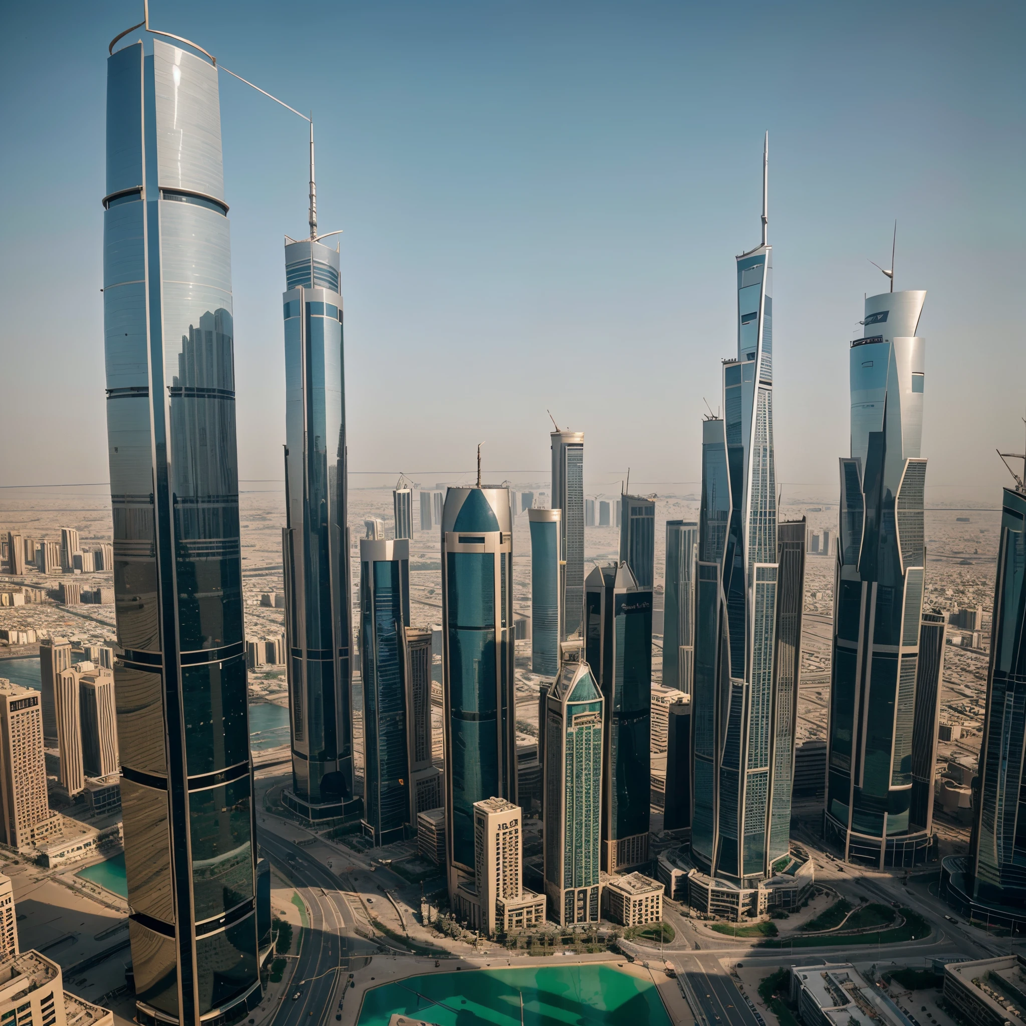 A view of saudi Arabia's fascinating skyscrapers, realistic image,cinematic shot
