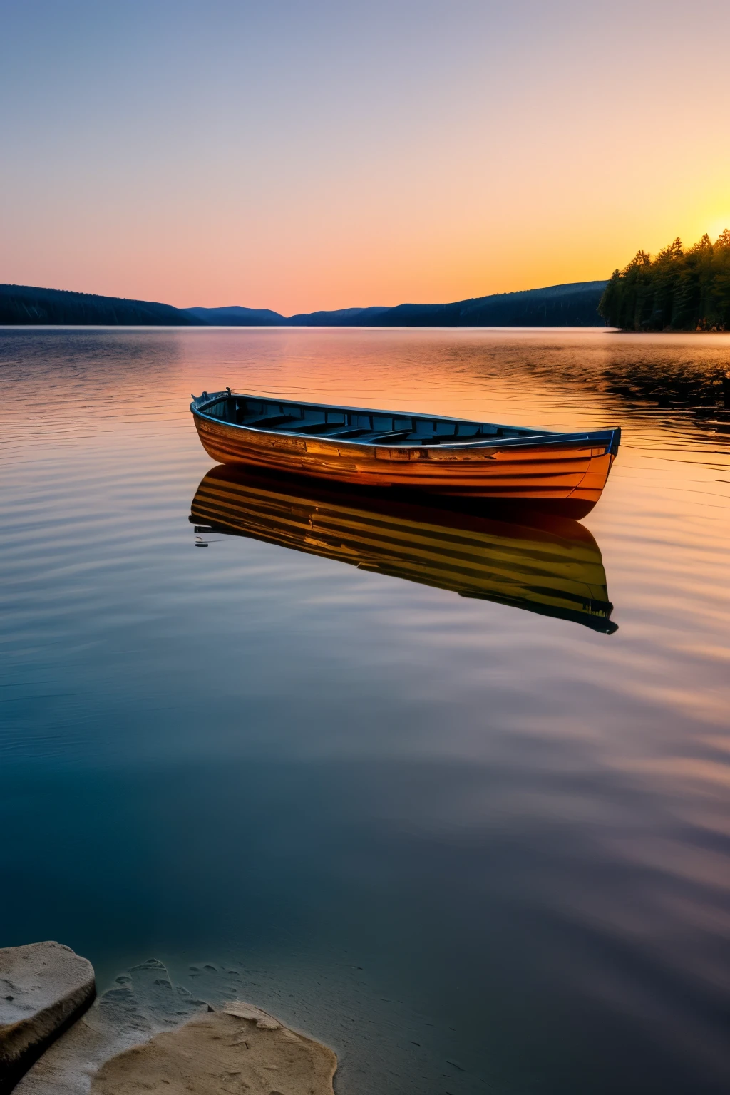 (Beautiful sunset, beautiful lake landscape, photorealistic style, boat by the shore, 8k, UHD, raw)
Basking in the golden hues of the setting sun, the tranquil lake landscape unfolds, with the mirror-like water reflecting the vibrant colors of the sky. A lone boat rests by the shore, its wooden structure intricately detailed, seamlessly blending with the surrounding environment. The photorealistic style captures every minute detail, from the ripples on the water to the fine wood grain of the boat. The 8k resolution and UHD format bring out the stunning textures and colors, immersing the viewer
