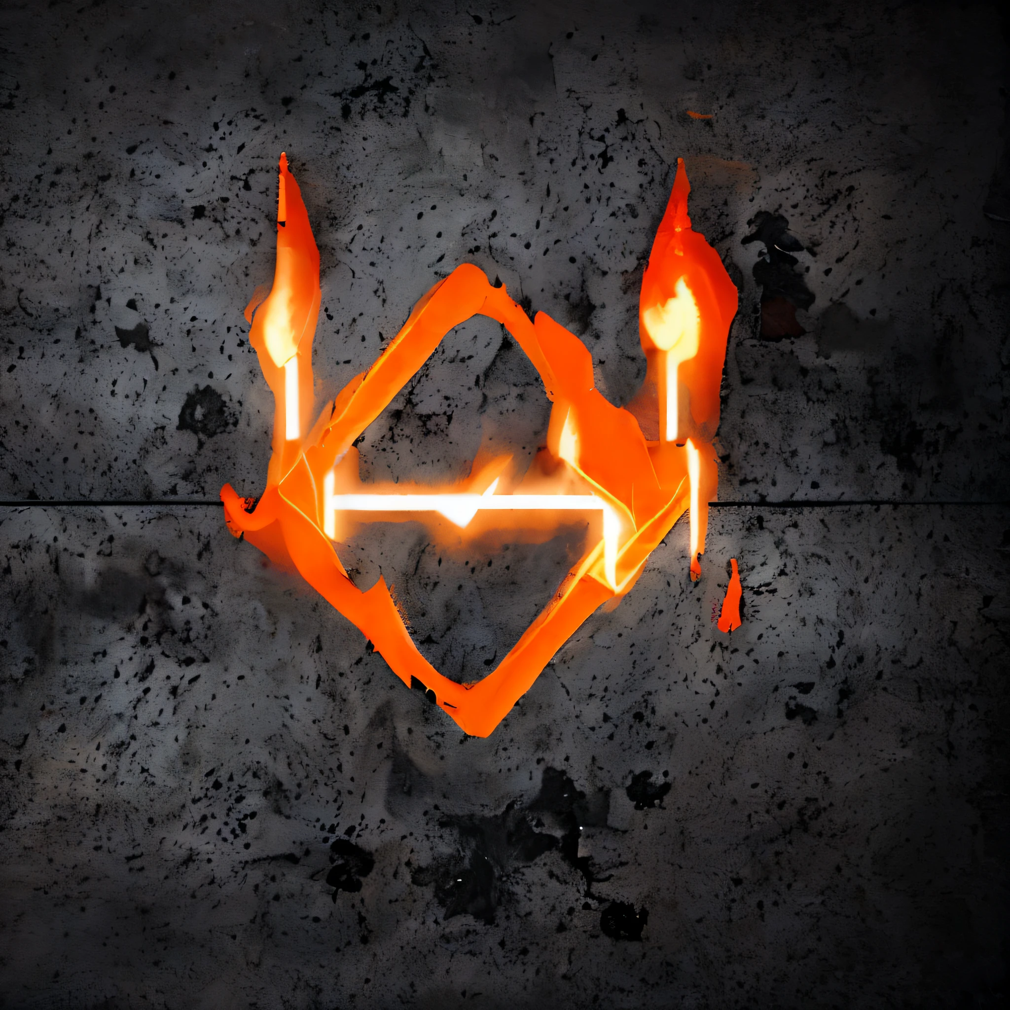 black concrete floor，It has an orange-red flame pattern