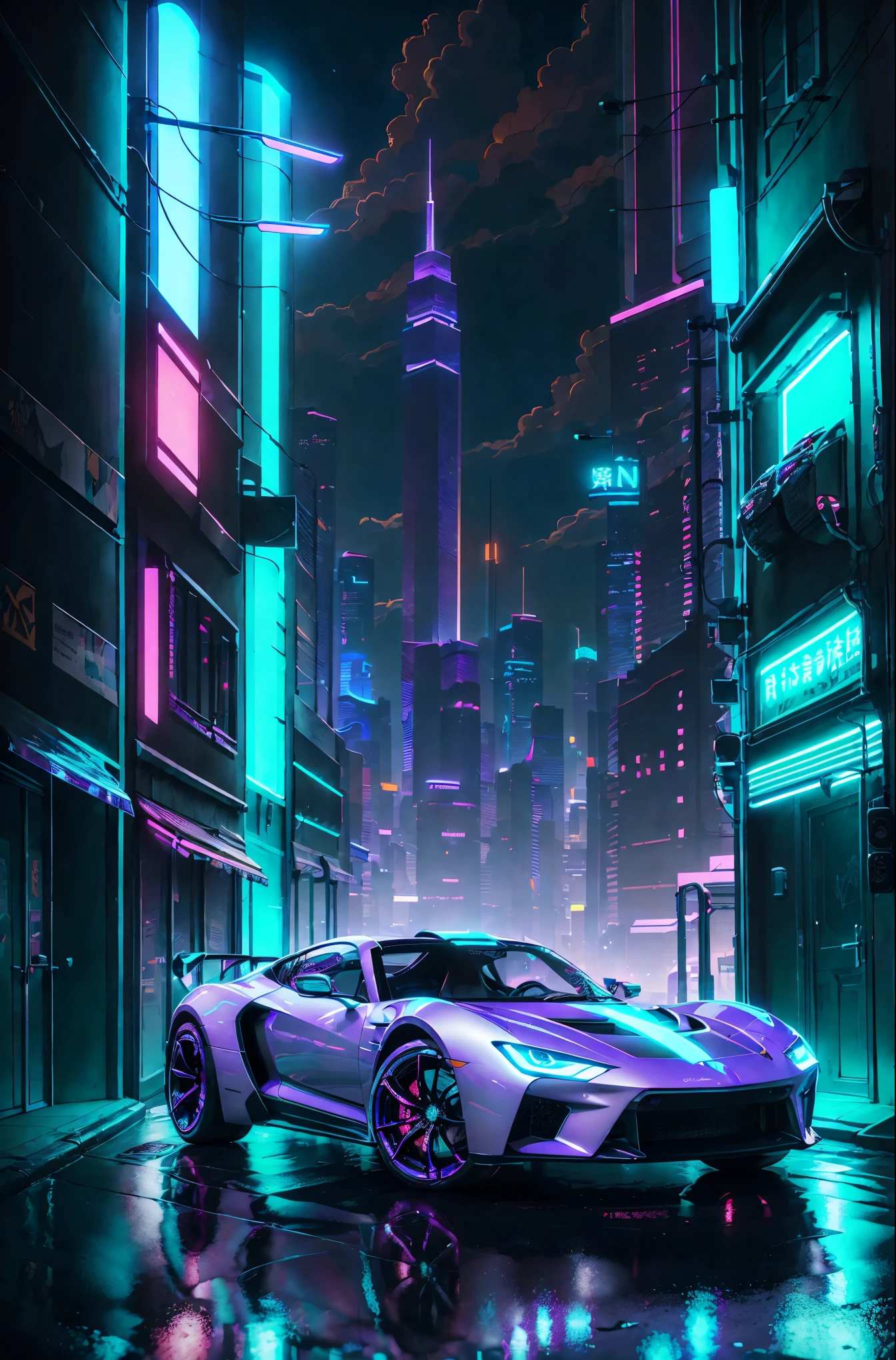 (1 transparent sports car on a gorgeous city street),Color transparent plastic,cyberpunk characters,industrial design,Smooth design,Sophisticated body structure,clean,(((Transparent visual impact))),(((Brilliant neon lights))),White background,Surrealism,ultra high definition,high detail,best quality,4K
