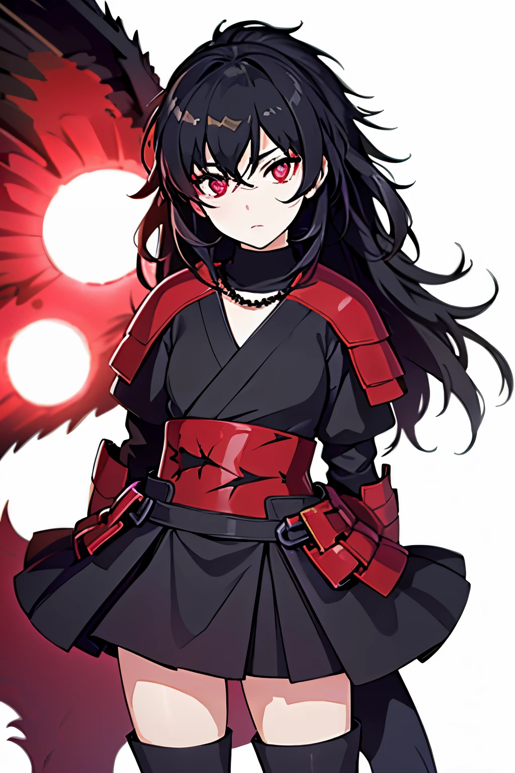 Anime, Girl, (((1girl))), (((Waifu, Raven Branwen, Raven Branwen Waifu))), (((Black Hair, Messy Hair))), ((Crimson Red Eyes eyes: 1.3, Upturned Eyes: 1, Perfect Eyes, Beautiful Detailed Eyes, Gradient eyes: 1, Finely Detailed Beautiful Eyes: 1, Symmetrical Eyes: 1, Big Highlight On Eyes: 1.2)), (((Lustrous Skin: 1.5, Bright Skin: 1.5, Skin Fair, Shiny Skin, Very Shiny Skin, Shiny Body, Plastic Glitter Skin, Exaggerated Shiny Skin, Illuminated Skin))), (Detailed Body, (Detailed Face)), Young, ****ta, (Best Quality), (((Bicep-high Gauntlets, Armored Boots, Thigh-high Heeled Boots, Armored Gauntlets))), (((Battle Kimono))), (((Skirt))), High Resolution, Sharp Focus, Ultra Detailed, Extremely Detailed, Extremely High Quality Artwork, (Realistic, Photorealistic: 1.37), 8k_Wallpaper, (Extremely Detailed CG 8k), (Very Fine 8K CG), ((Hyper Super Ultra Detailed Perfect Piece)), (((Flawless masterpiece))), Illustration, Vibrant Colors, (Intricate), High Contrast, Selective Lighting, Double Exposure, HDR (High Dynamic Range), Post-processing, Background Blur