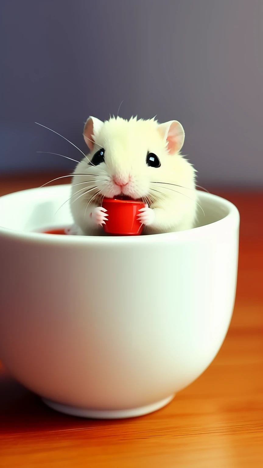 Killer has knife with blood,cute killer,Cute little hamster in a cup、Palm-sized、Dzungarian hamster、Very cute、Peeling this and eating food、Feeding food、