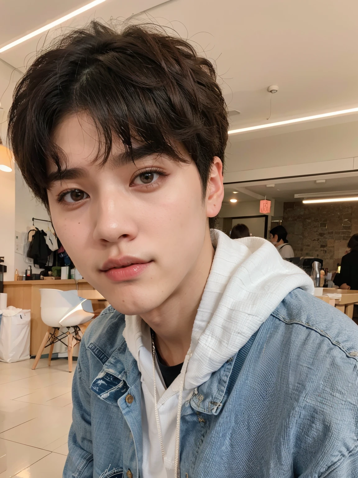 Hombre arafed con una chaqueta vaquera y una sudadera con capucha posando para una foto, kim doyoung, Jung Jaehyun, pintar ulzzang, Jinyoung Shin, foto de perfil en la cabeza, cai xukun, pale korean adorable face, yanjun chengt, hyung tae, hong junio hyung, hombre surcoreano, ulzzang, inspirado en jeonseok lee, jaeyeon nam