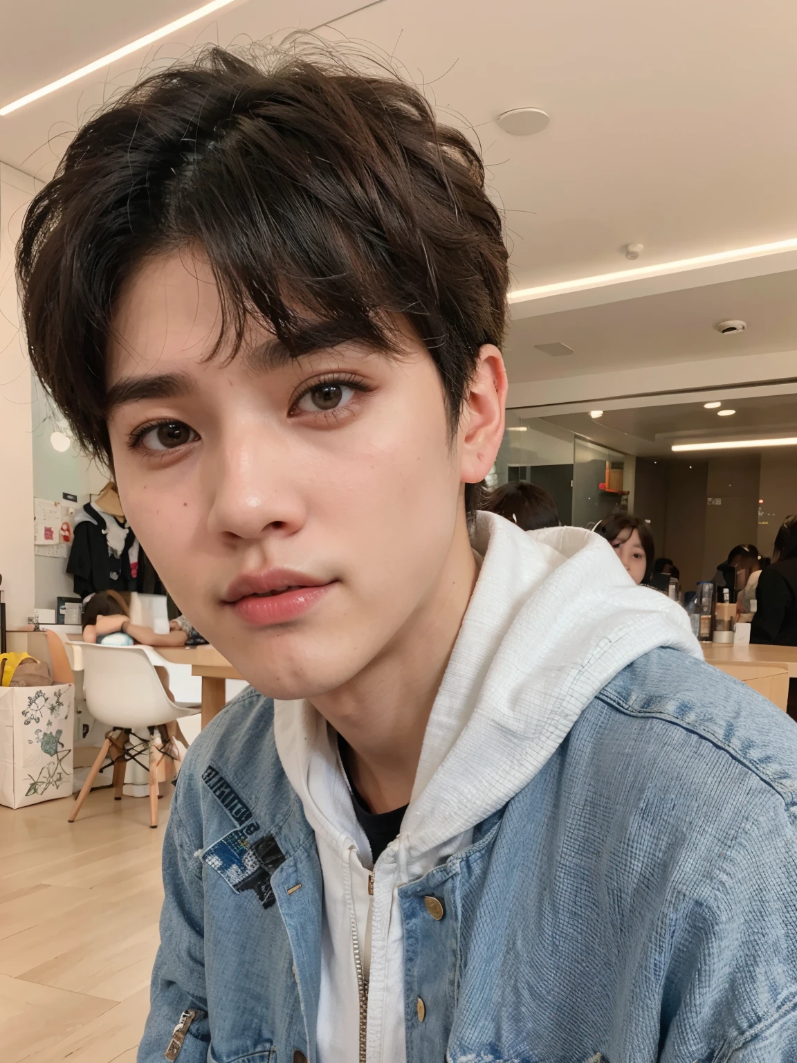 Hombre arafed con una chaqueta vaquera y una sudadera con capucha posando para una foto, kim doyoung, Jung Jaehyun, pintar ulzzang, Jinyoung Shin, foto de perfil en la cabeza, cai xukun, pale korean adorable face, yanjun chengt, hyung tae, hong junio hyung, hombre surcoreano, ulzzang, inspirado en jeonseok lee, jaeyeon nam
