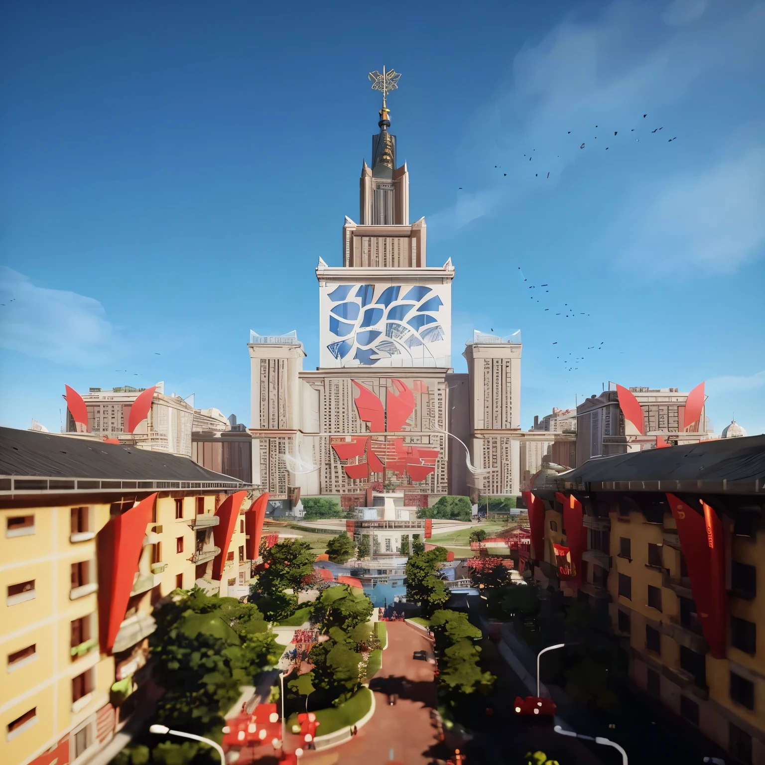 City的中心有一座钟楼, Russia《Mirror&#39;s Edge》, 未来City, city of the future, 未来纳粹德国City, Epic architecture in the center, City, Made with Unreal Engine 5, 轨道苏联City, Sao Paulo Year 2 0 7 0, Made with Unreal Engine, mirror art style