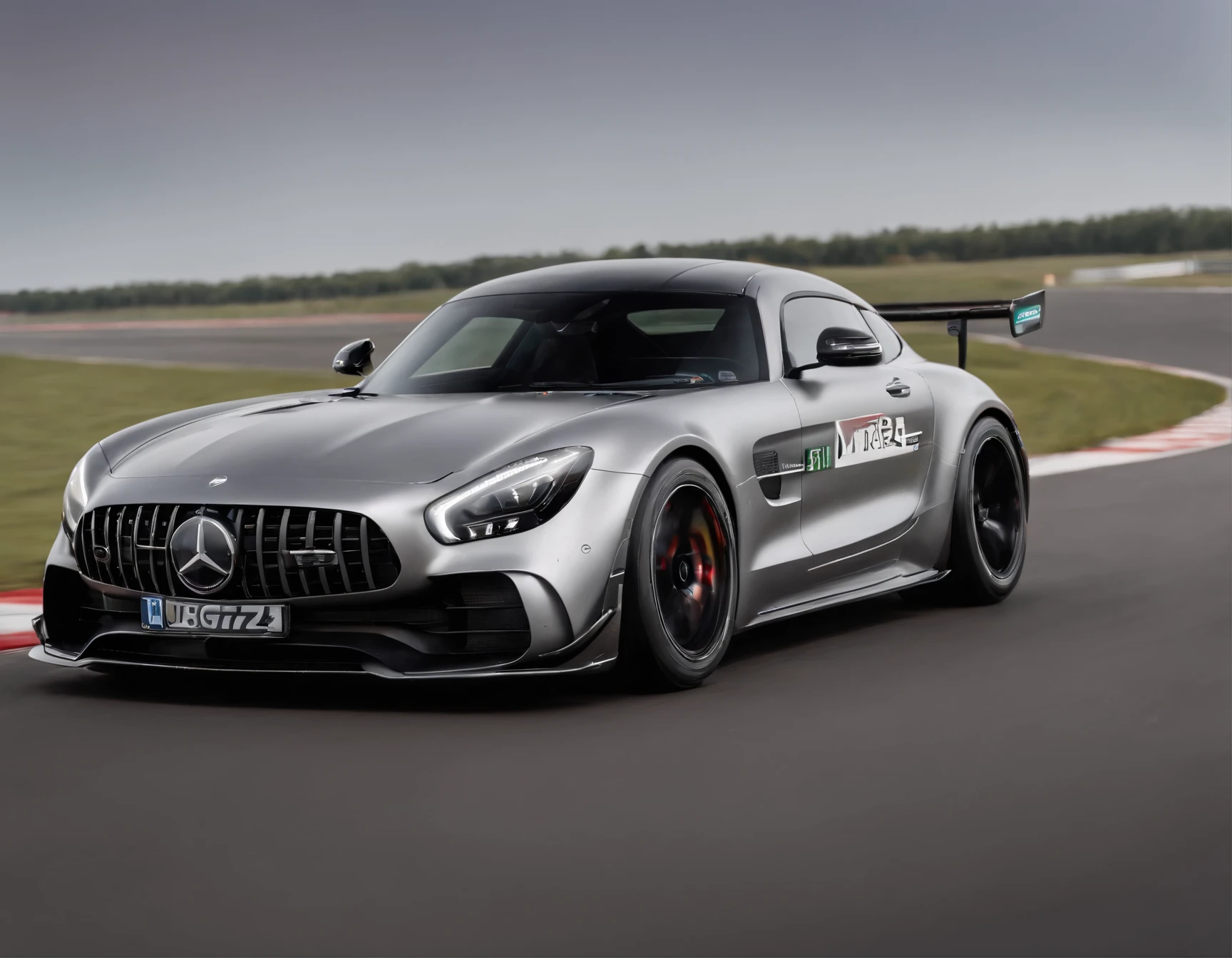(Mercedes-Benz AMG GTR F1 safety car+mercedez benz+AMG Fleet+Formula 44 F1) Brilliant racing,Airport runway,Dynamic graphics。
