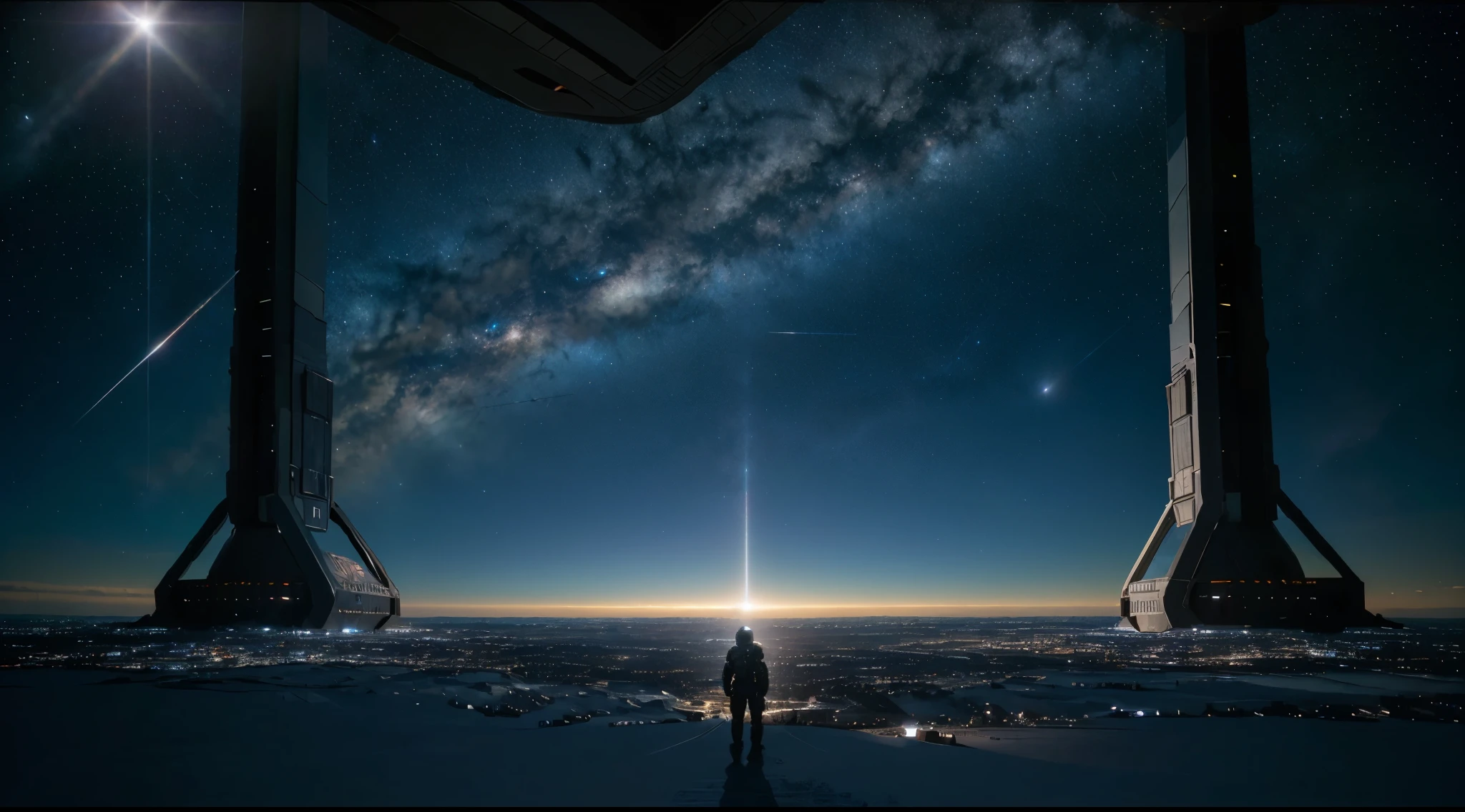 (best quality, highres),commander shepard,hero of the alliance and citadel,1 Commander Shepard, 1 human hero, badass space marine,gazing out of the window,looking out of the spaceship,the Normandy,epic nebula, stunning cosmic scene, majestic celestial clouds, colorful and vibrant, vast expanse of stars and galaxies, transcendent beauty, sparkling dust and gas clouds, interstellar adventure, space exploration,heroic aura, sci-fi atmosphere, futuristic spacecraft, cutting-edge technology, sleek and advanced design, advanced weapons and armor, determined expression, confident and courageous, military uniform, N7 insignia, intense focus, ready for action, blending into the cosmic tapestry, stellar winds, celestial wonders, ethereal colors, breathtaking perspective, deep space observation deck, panoramic view of the universe, boundless potential, destiny of humanity, journey to the unknown, cosmic significance.