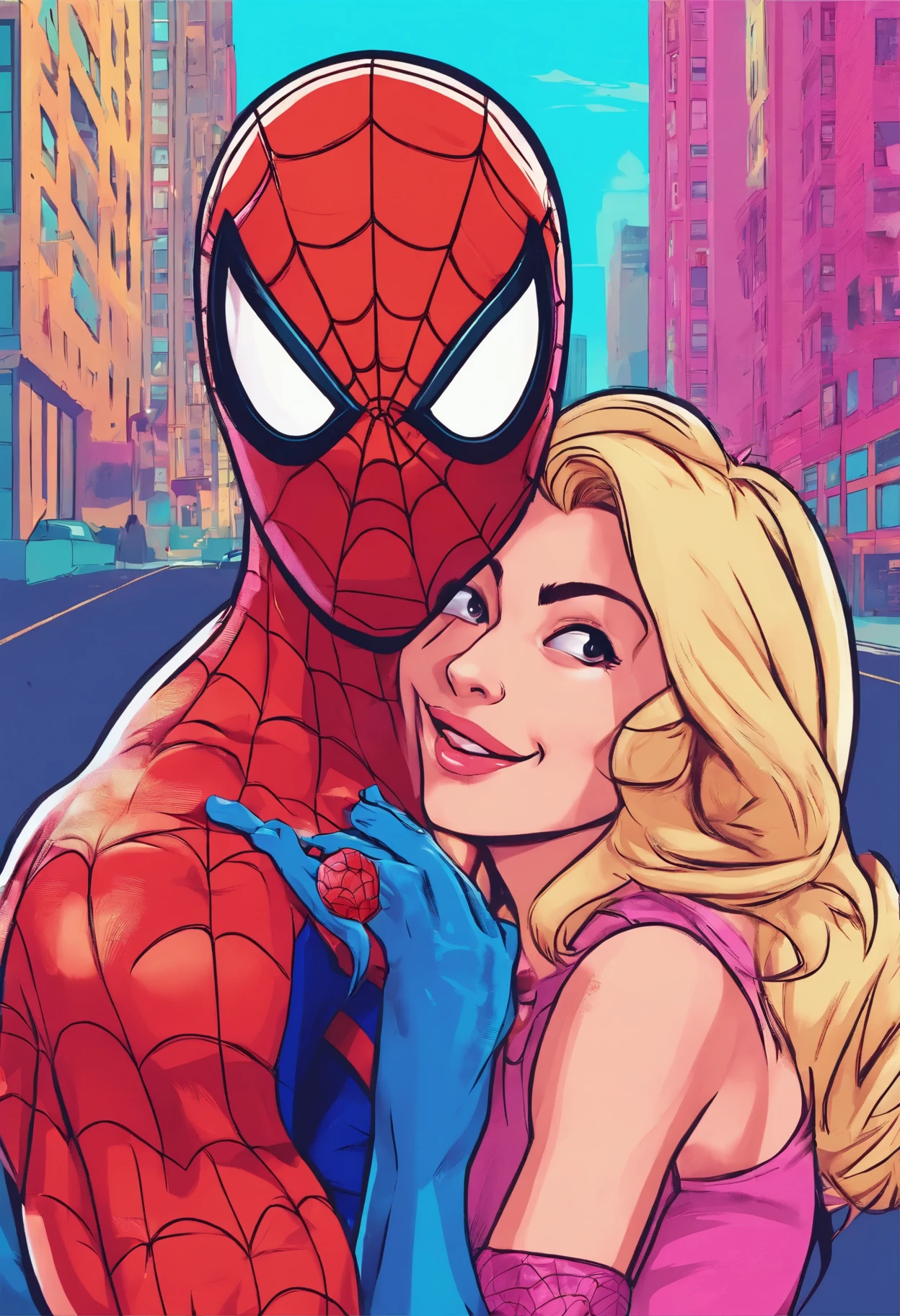 Spiderman with Lizzie McGuire&#39;s alter ego in a romantic way