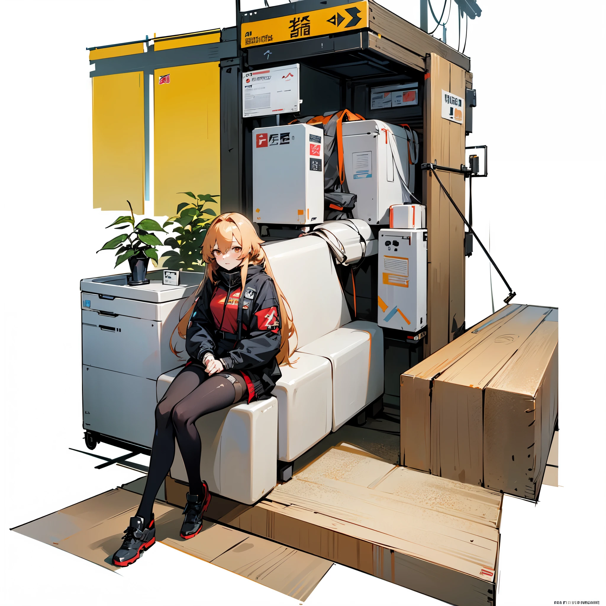 anime - style illustration of a woman sitting in a small room, from girls frontline, girls frontline cg, girls frontline style, girls frontline universe, fine details. girls frontline, cyberpunk ikea, m4 sopmod ii girls frontline, cushart kenz, girls frontline, from arknights, cyberpunk anime girl mech, trending on artstation pixiv, digital cyberpunk anime art