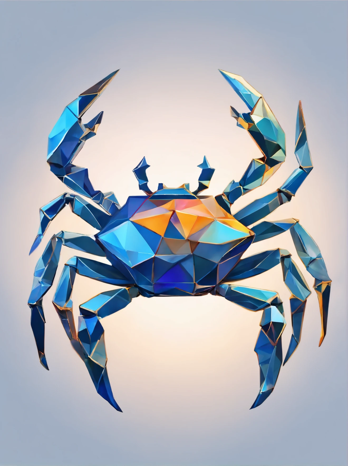 crab on diamonds, cancer zodiac sign, crystal surrouding, Standing position, Abstract beauty, Centered, Looking at the camera, Facing the camera, nearing perfection, Dynamic, Highly detailed, smooth, Sharp focus, 8K, high definition resolution, illustration, Art by Carne Griffiths and Wadim Kashin, blue backround, crystal reflections