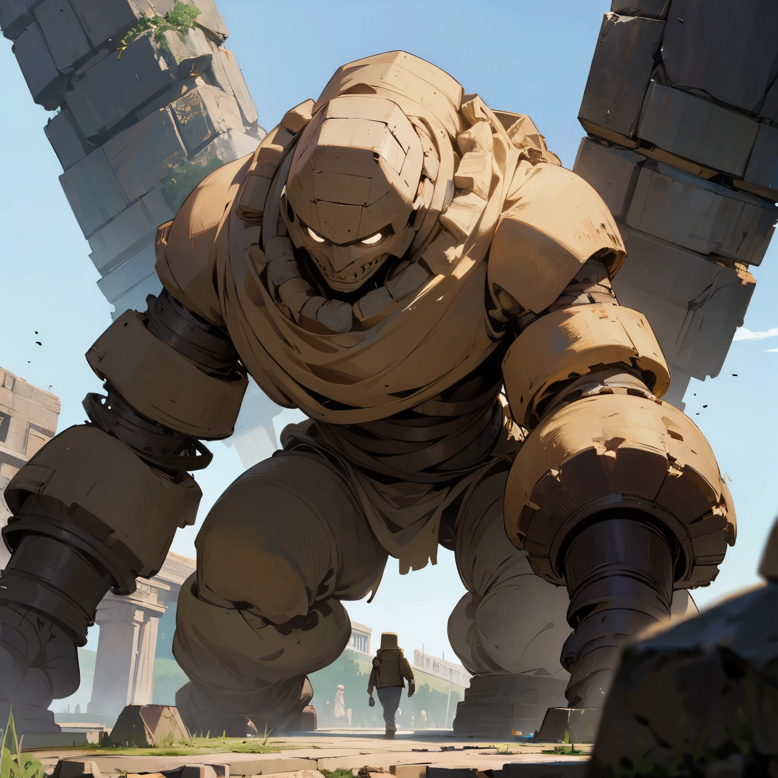 An ancient stone golem of 10 meters high