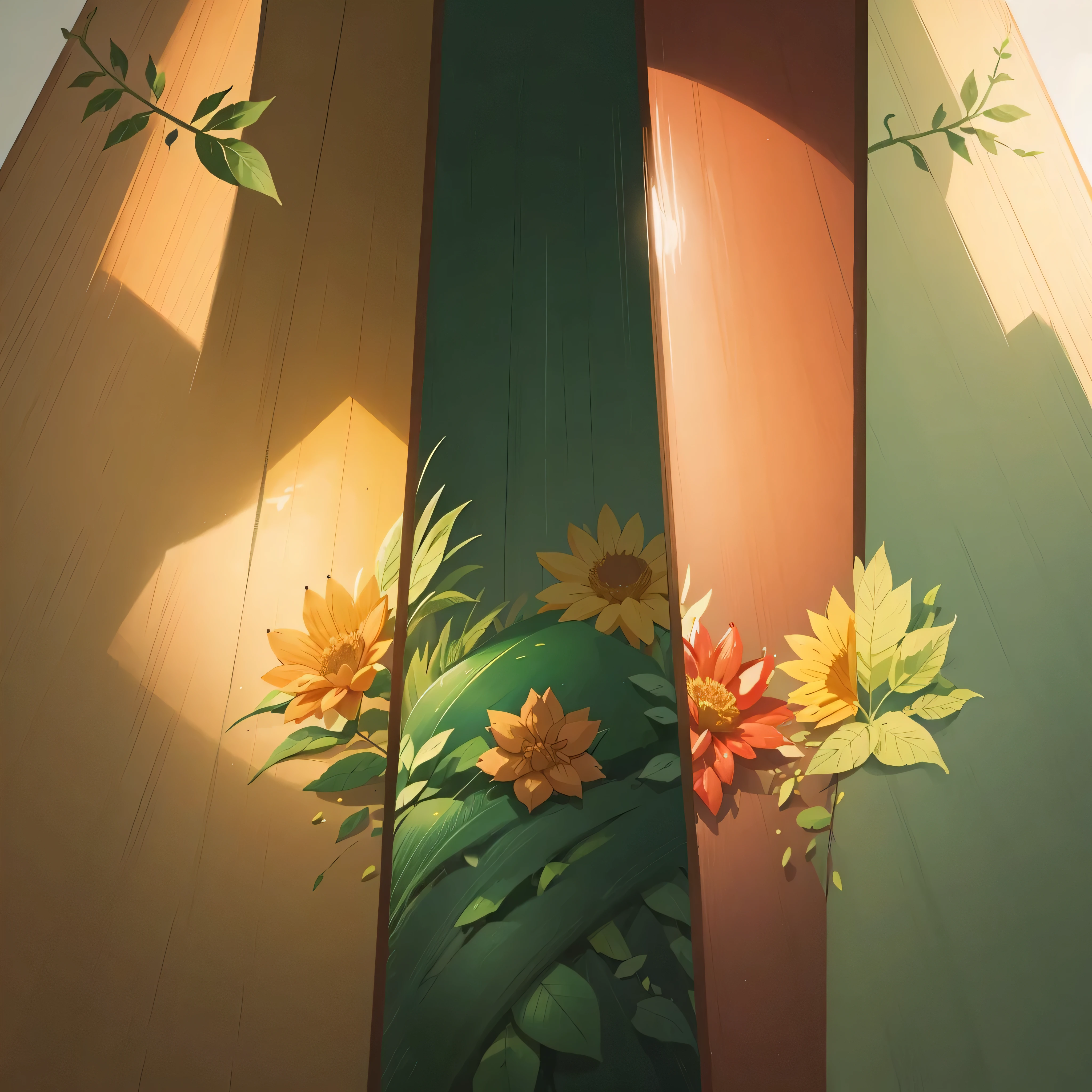 create a portrait of four seasons in four rectangular frame parallel to each other anime style