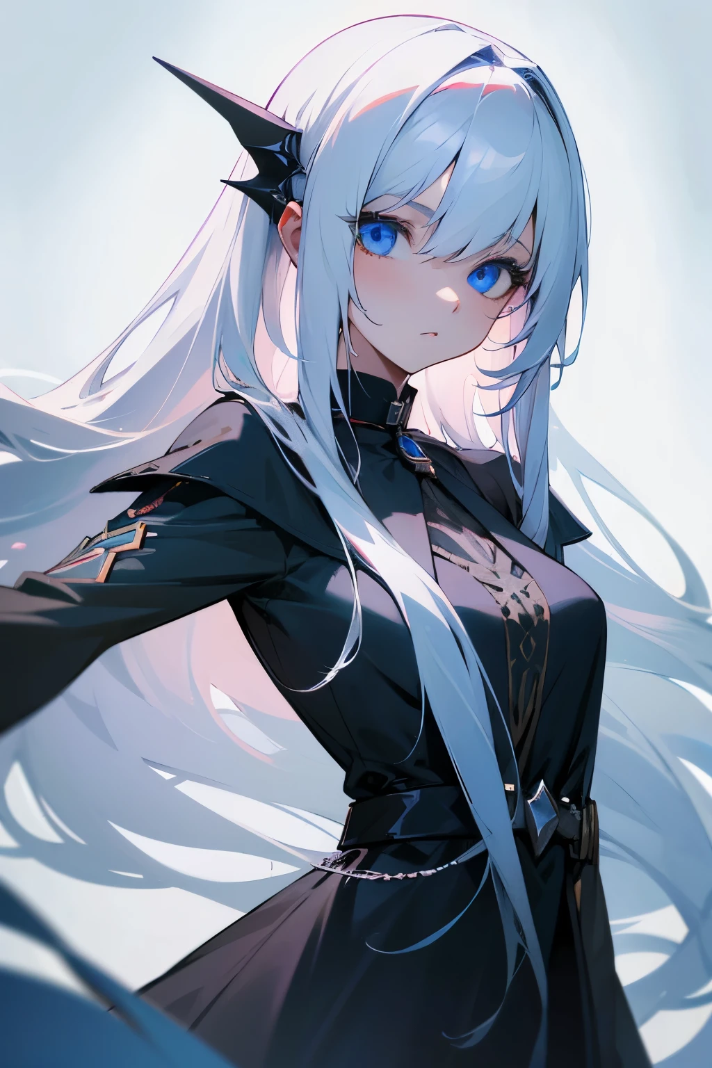 1girl, long white hair, blue eyes, slave collar in neck,, high res, ultrasharp, 8K, masterpiece, looking at viewer, poor