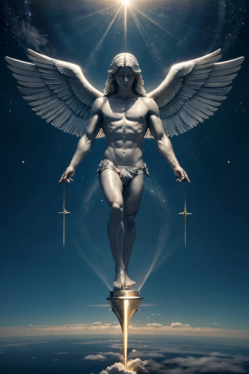 Please create an image the definition of ARCHANGEL MICHAEL - conveys a feeling of serenity