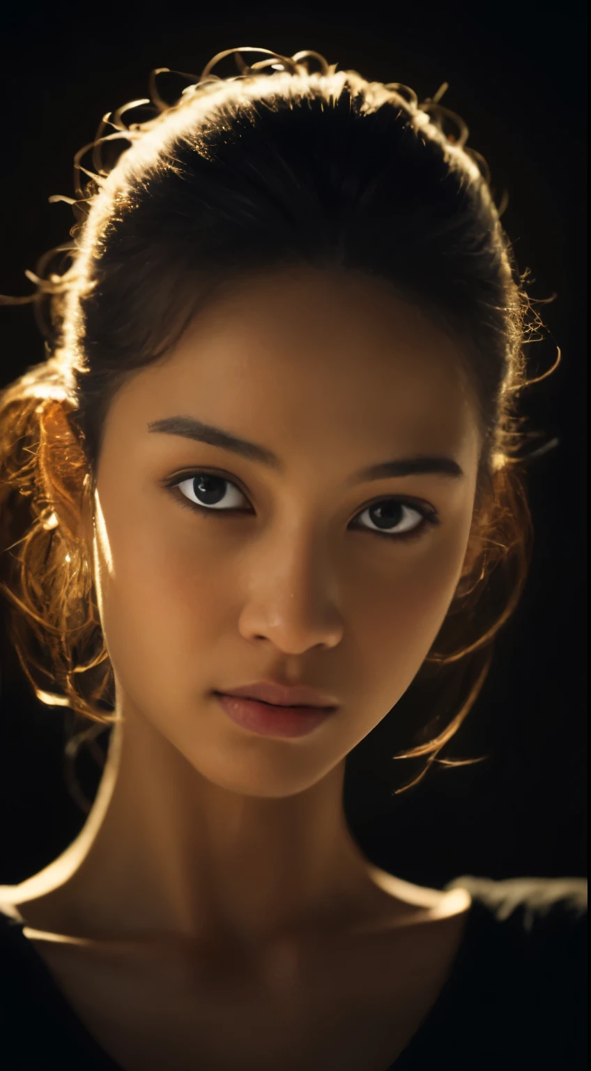 Dressed, (photographrealistic:1.4), (Hyper realistic:1.4), (Realistic:1.3), (Smoother lighting:1.05), (increase cinematic lighting quality:0.9), 32K, 1girl in,20yr old, Realistic lighting, Backlighting, Light on Face, raytrace, (Brightening light:1.2), (Increase quality:1.4), (Top quality real texture skins:1.4), finely detailed eyes, finerly detailed face, Fine Quality Eyes, (tired and sleepy and satisfied:0.0), close up of face, tshirts, (Increase body line mood:1.1), (Increase the beauty of skin texture:1.1), Filipino woman, 18 years old