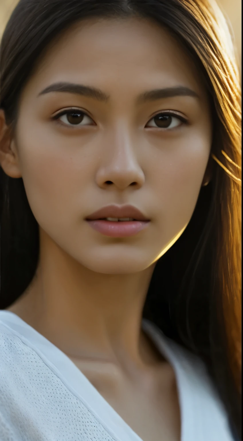 Dressed, (photographrealistic:1.4), (Hyper realistic:1.4), (Realistic:1.3), (Smoother lighting:1.05), (increase cinematic lighting quality:0.9), 32K, 1girl in,20yr old, Realistic lighting, Backlighting, Light on Face, raytrace, (Brightening light:1.2), (Increase quality:1.4), (Top quality real texture skins:1.4), finely detailed eyes, finerly detailed face, Fine Quality Eyes, (tired and sleepy and satisfied:0.0), close up of face, tshirts, (Increase body line mood:1.1), (Increase the beauty of skin texture:1.1), Filipino woman, 18 years old