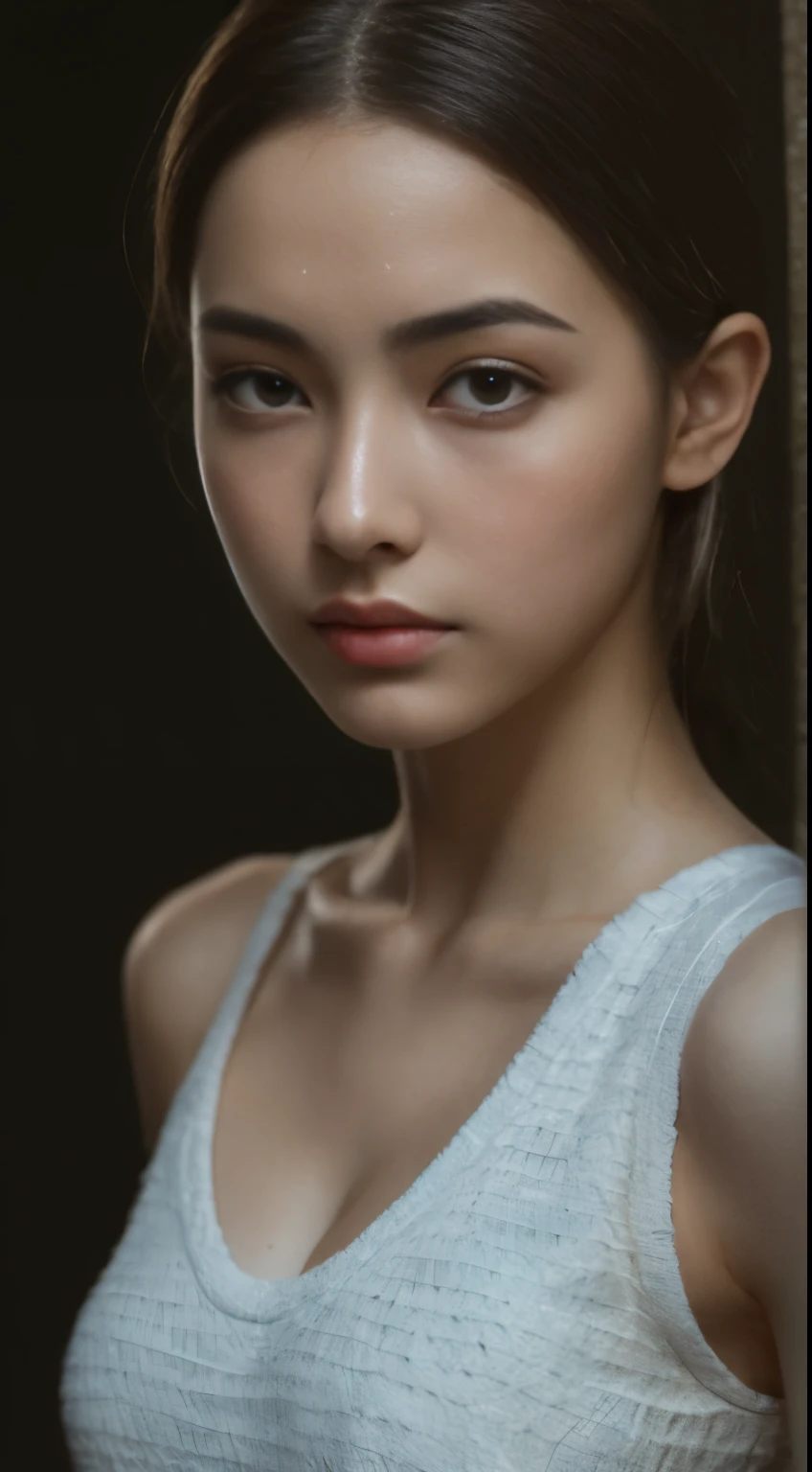 Dress, (photographrealistic:1.4), (hyper realistic:1.4), (Realistic:1.3), (smoother lighting:1.05), (better quality cinematic lighting:0.9), 32K, 1 girl,20 years old, realistic lighting, backlighting, face Light, Ray Trace, (Lighten Light:1.2), (Enhance Quality:1.4), (Top Quality Realistic Textured Skin:1.4), Detailed Eyes, Detailed Face, Fine Quality Eyes, (Tired and Sleepy Satisfied:0.0), Close-up of Face, T-shirt, (Enhance Ambiance of Bodyline :1.1), (Enhance the beauty of the skin texture:1.1), Japanese female, 24 years old
