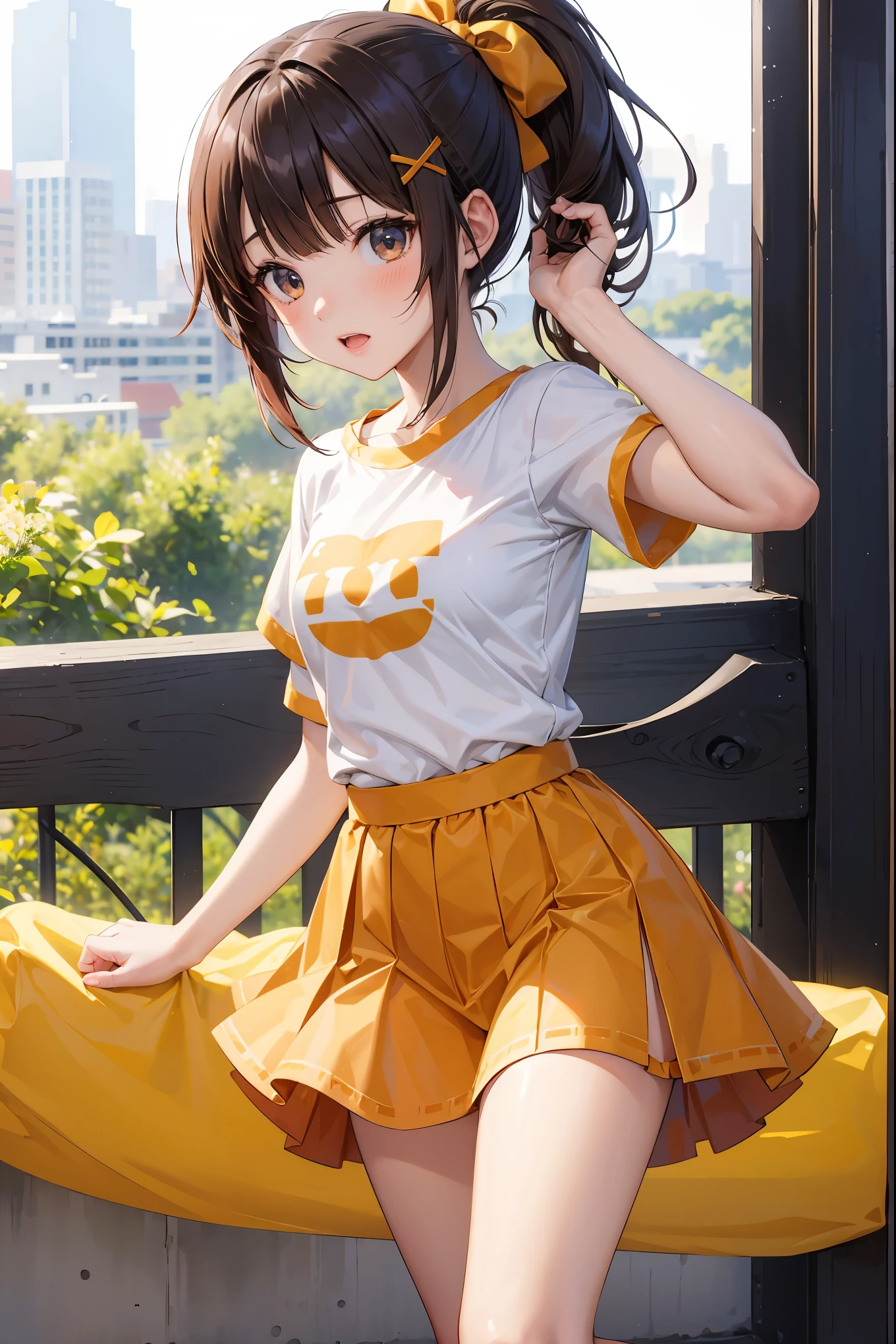 1girl, solo, ponytail, shirt, skirt, T-shirt, black hair, breasts, small breasts, yayoi, yayoi, yayoi, yayoi, yayoi, yayoi, yayoi, yayoi, yayoi, yayoi, yayoi, yayoi, yayoi, yayoi, yayoi, yayoi