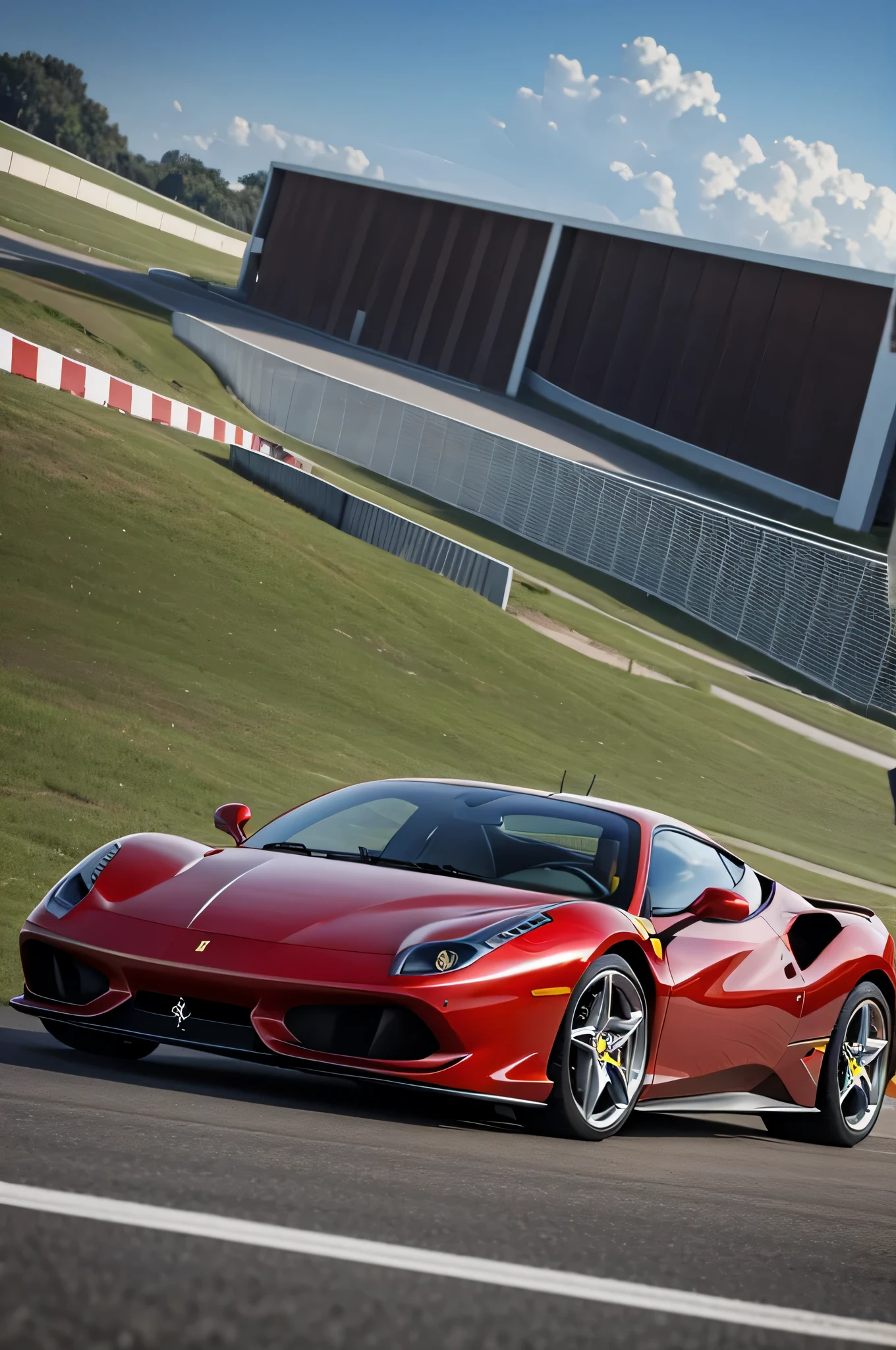 Ferrari com duas pessoas dentro, visto de fora