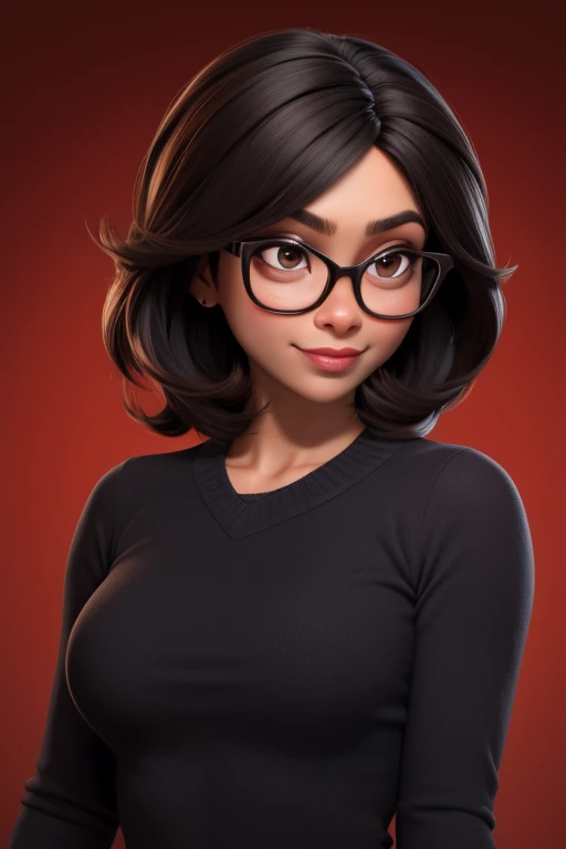 Obra-prima, de melhor qualidade, uma mulher  de pele parda, cabelo cacheado preto e curto, brown glasses and eyes. nua