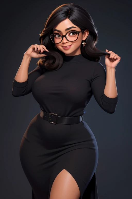 Obra-prima, de melhor qualidade, uma mulher  de pele parda, cabelo cacheado preto e curto, brown glasses and eyes. nua, sem roupa