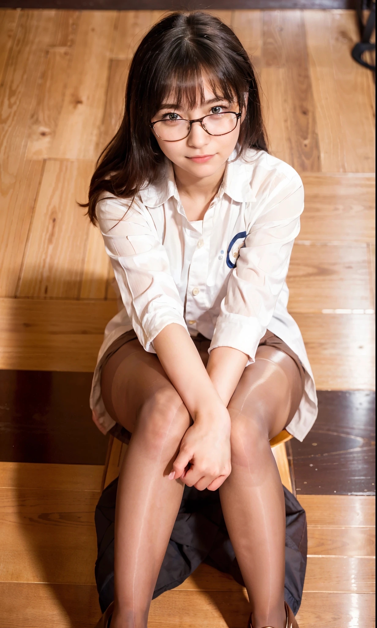 minazukikyouko,glasses, earrings, necklace, red sweater, turtleneck, labcoat, black miniskirt, pantyhose, high heels,legs apart,  <lora:minazukikyouko-nvwls-v1-final:0.7> <lyco:graypantyhose:0.6> <lyco:Asian_Babe_pornV4:0.6>