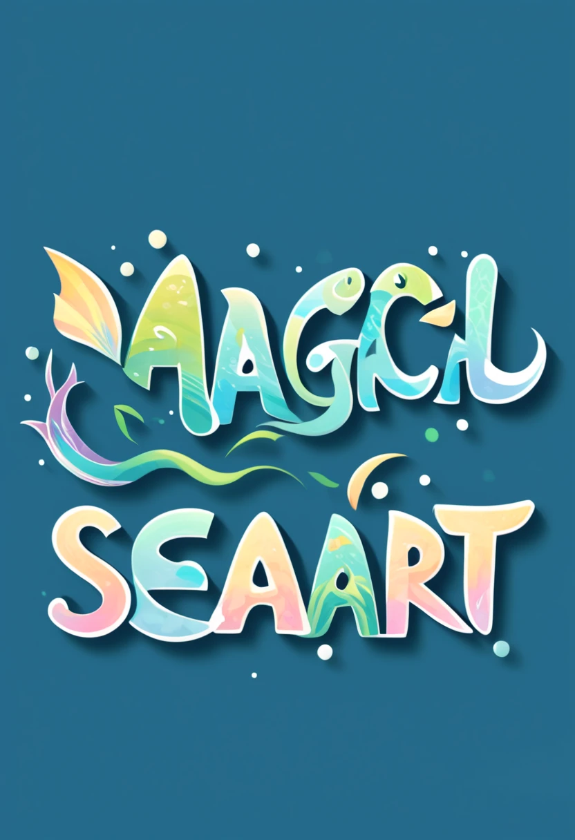 Logo "seaArt", text "seaArt", magical letter-shaped animals, magical sea creatures, font Design, txt says "seaArt"