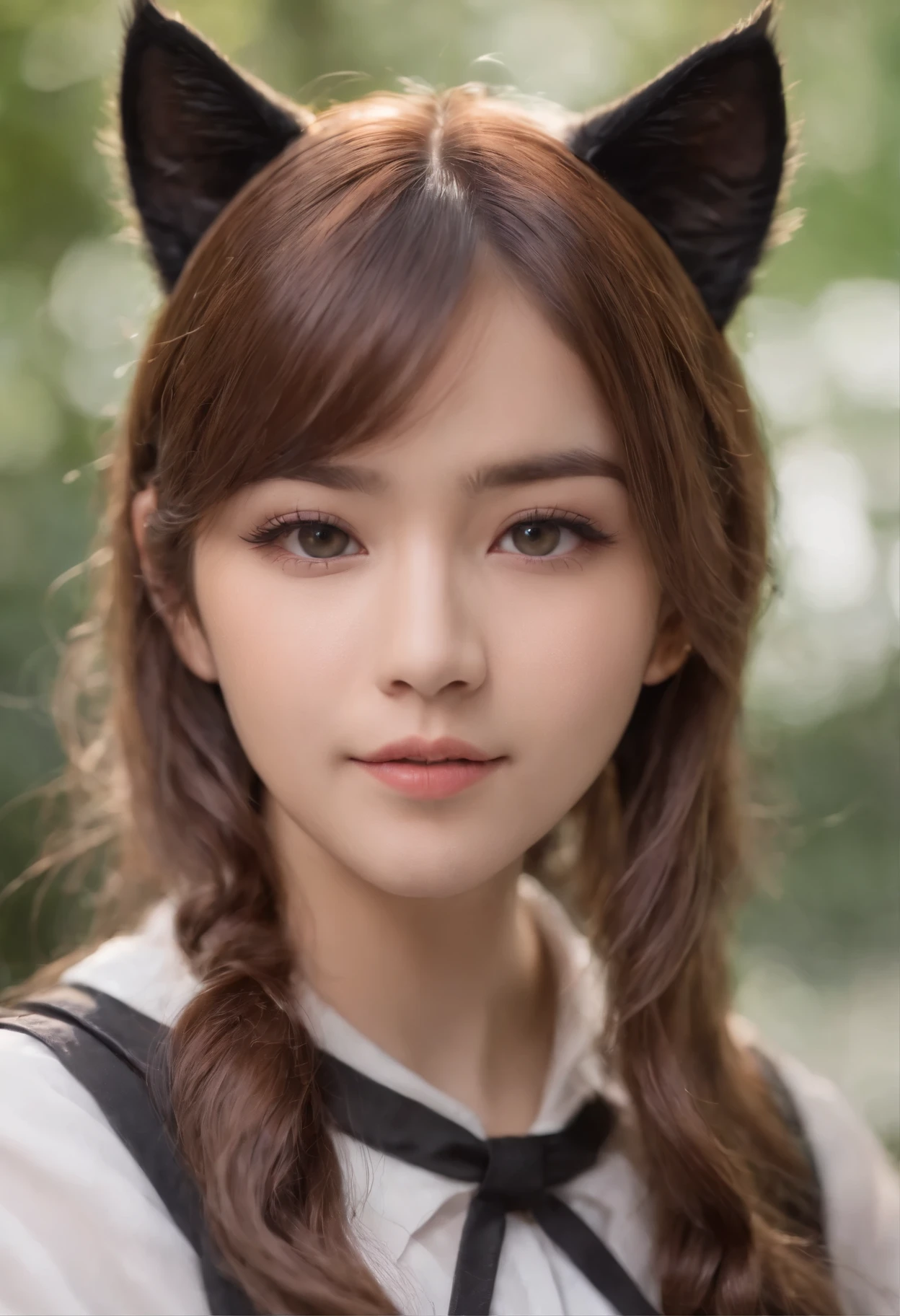 20 year old girl with cute cat ears,Inohakkai cosplay,