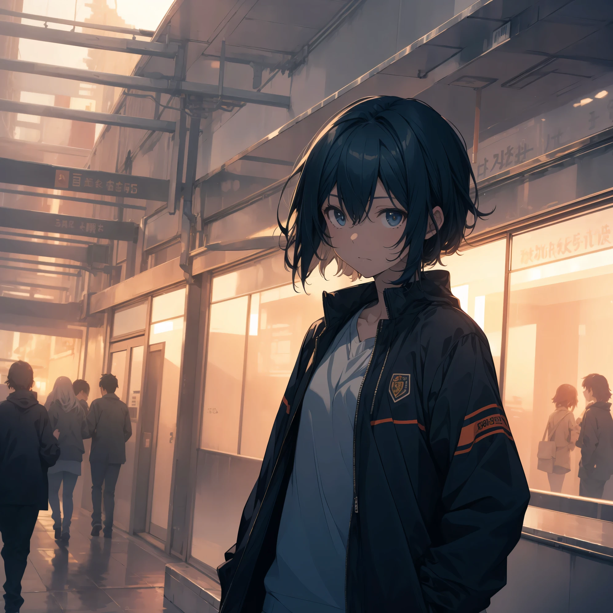 Super high quality by the art god, super detailed, High resolution, Shinkai Makoto style, anime moe art style, best anime 8K konachan wallpaper, pixiv contest winner, perfect anatomy, break,(眠そうにalone学校へ行く女の子を描いてください. ),break, 1 girl, (alone,little woman, lolita, , 13 years old:1.3),All limbs, full finger,, The charm of an immature body, (very short hair), flat chest, Because I'm slender, small ass, between legs, Small black eyes, beautiful and fine eyes, Well-proportioned iris and pupils, expressive eyes, High resolutionの詳細な髪, wearing school uniform, (skirt),(detailed lighting), (detailed background), On the way to school. break,super dense skin, Best lighting by famous artists, 8K, figure,UHD, rough skin