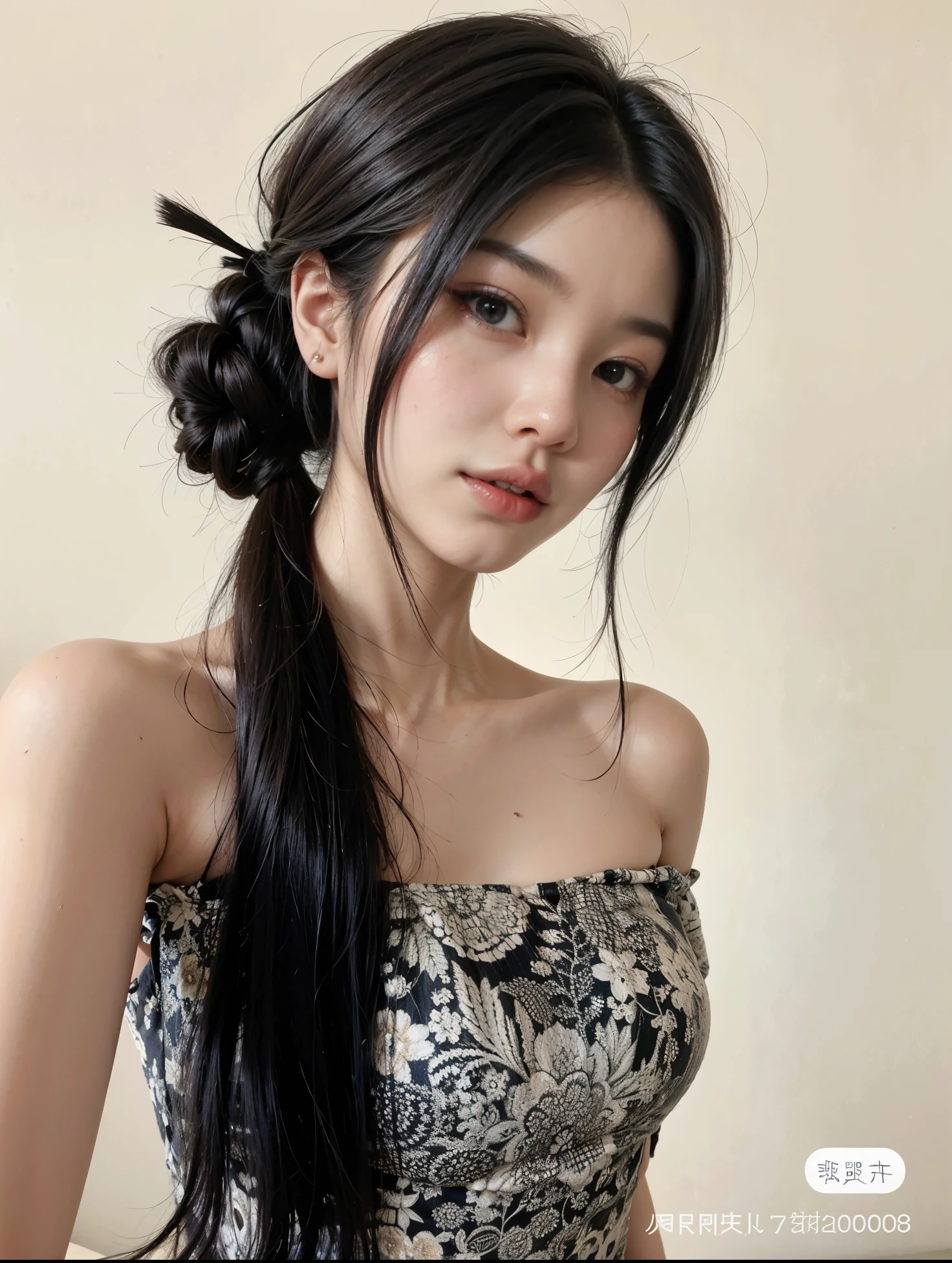 there is a woman with long black hair wearing a dress, beautiful south mulher coreana, gorgeous young mulher coreana, coreana, beautiful young mulher coreana, asian girl com cabelo comprido, penteado com corte hime branco, beautiful asian girl, beautiful chinese model, com cabelo comprido, Ulzzang, mulher coreana, chinesa, braids hairstyle, Jinyoung Shin, gongbi