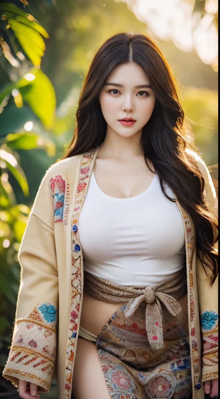 1girll, Solo,Red cowboy shooting, (Jacket set), From the top, (zentangle, mandalas, Tangled, Winding), (Lingxiaohua: 1.2) offcial art, Unified 8k wallpaper, super detailing, Aesthetics, Masterpiece, Best quality, Realistic.Korean goddess fat plus size model，（Kpop idol）(((Angela white sexy girl))),，Fat、(plus-sized)woman model，()，(A bulging belly)，，((()))，(Large size elegance)，，Weigh more than 100 pounds，(Fresh sunshine)，Vivid colors，Three-dimensional。(((full bodyesbian))),(Meticulous depiction)，(Natural and vivid)，Highlight the cuteness and charm of big fat girls，It's a reverie。Soft and plump belly ，very sexy outfit，Precise anatomy，The whole picture is like a detailed realistic CG rendering，The highest image quality will make you unforgettable。cardigan and t-shirts with long skirts 
