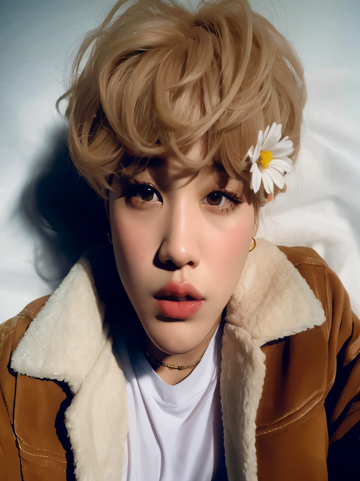 mujer de pelo rubio con una flor en el pelo, Jimin\los labios carnosos, Jimin, park Jimin, Jimin\la nariz griega, accurate Jimin face, Jimin\his right eyelid is swollen, retrato de jossi de blackpink, kpop idol portrait, TaeJune Kim, hong junio hyung, Spring day, hyung tae, steven jung