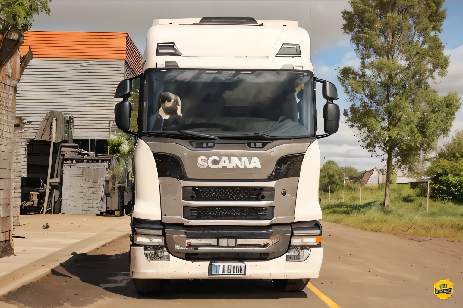 truck scania p450 B4x4ff black color front similar to this image