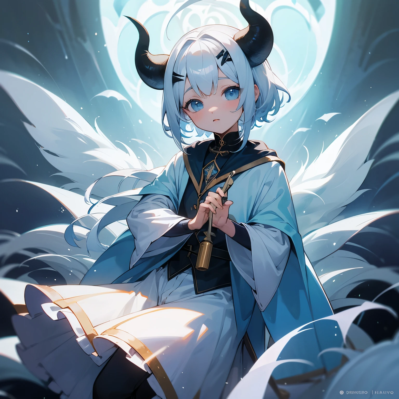 beautiful illustration, melhor qualidade, lindo menino pequeno, (transform sequence), Transform the magical boy, Chibi, white magic boy, arte fractal, albino, baby face, longos cabelos loiros de malha, lindos olhos azuis detalhados, cinematic lighting, tiro de vaqueiro, olhando para o espectador, Do fundo, feliz, com um moletom detalhado com estampa de vaca, cow horns on head, furry, vaca