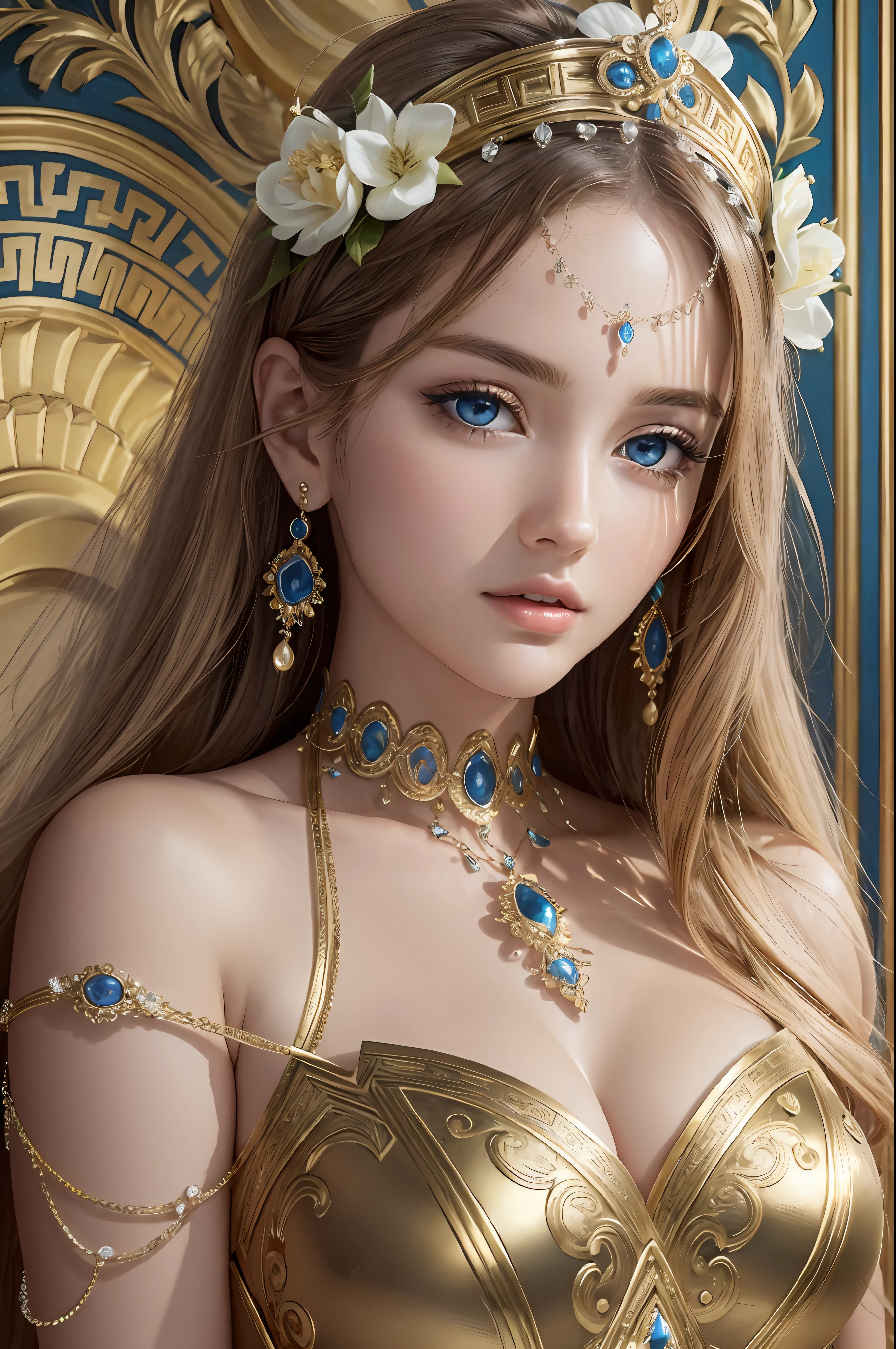 Absurd, ultra-detailed, high quality, detailed face, beautiful eyes, Aphrodite, goddess, Greek Mythology, enchanting beauty, unmatched, charming
