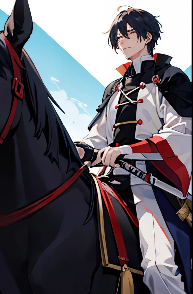 Kenshin Uesugi　Handsome guy　male　young figure　Riding a horse