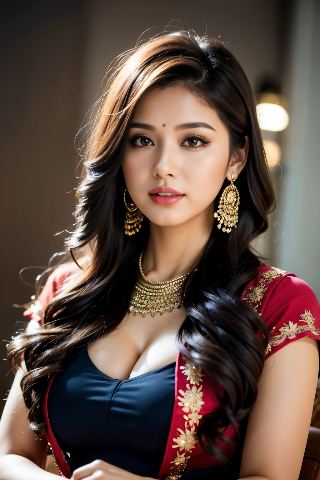 Thai girl, My hair is very long., My hair is very long., Highly detailed fur, Ridiculously long hair, My hair is very long.มาย, very big breasts:1.95, Straight posture