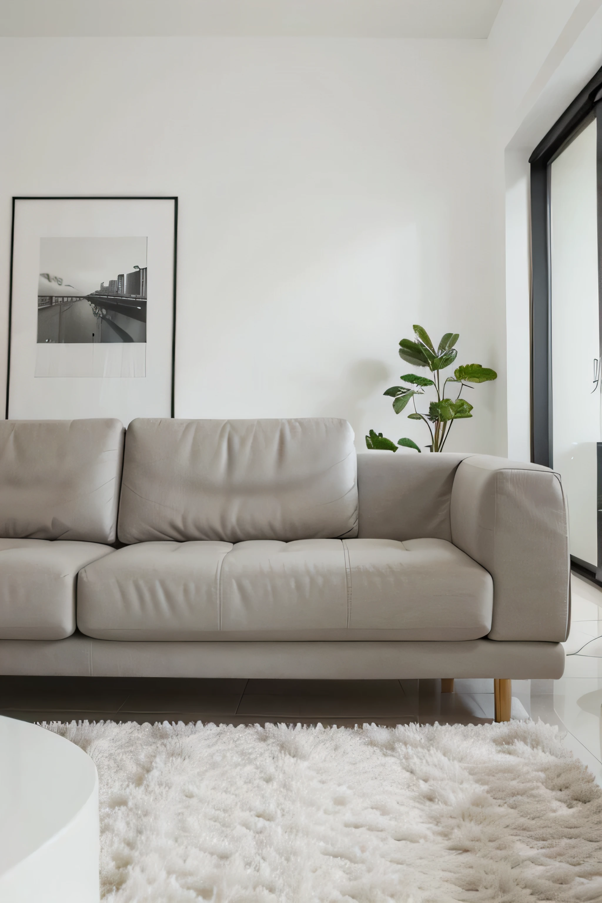 white sofa in a modern living room with blurry background