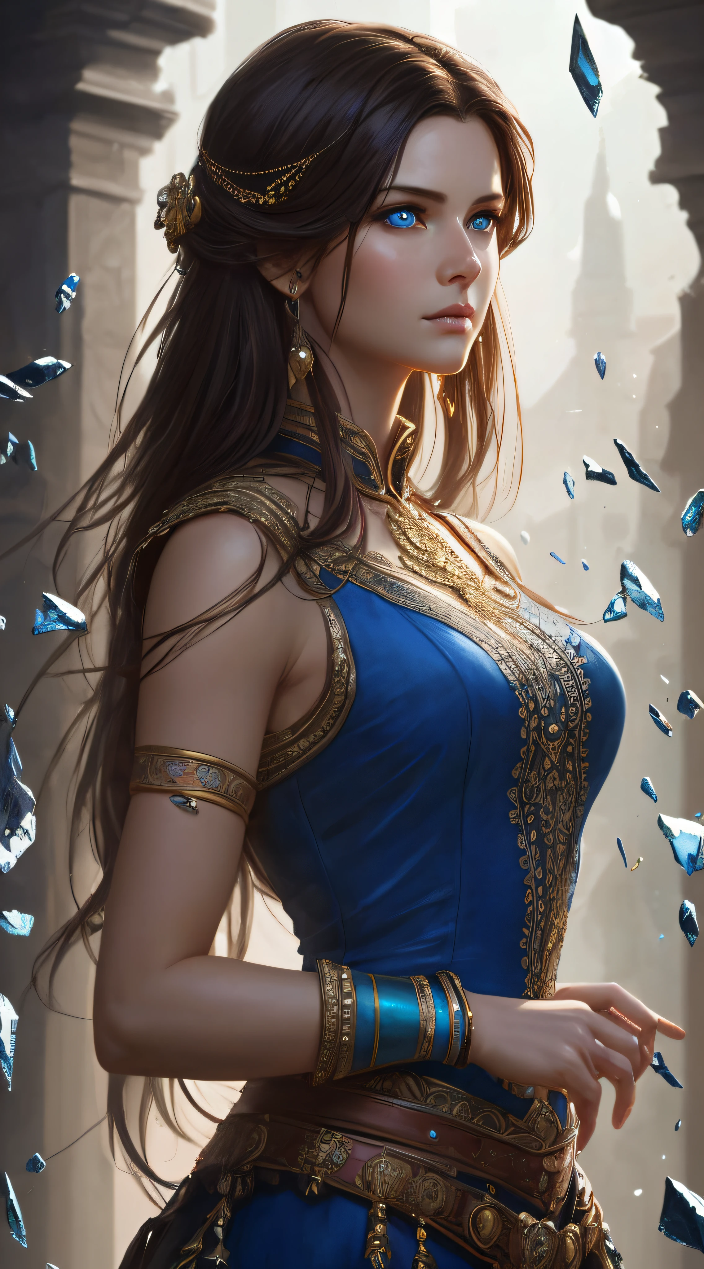 photorealistic beautiful woman, messy brown hair, beggar, full body, cover, hyperdetailed painting, luminism, Bar lighting, complex, ancient greek clothes, messy brown old clothes, 4k resolution concept art, Artgerm, WLOP, Alphonse Mucha, 3d render, octane render, intricately detailed, cinematic, trending on artstation | Isometric | Centered hipereallistic cover photo awesome full color, hand drawn, dark, gritty, realistic mucha, klimt, erte .12k, intricate. hit definition , cinematic,Rough sketch, mix of bold dark lines and loose lines, bold lines, on paper, Full body.