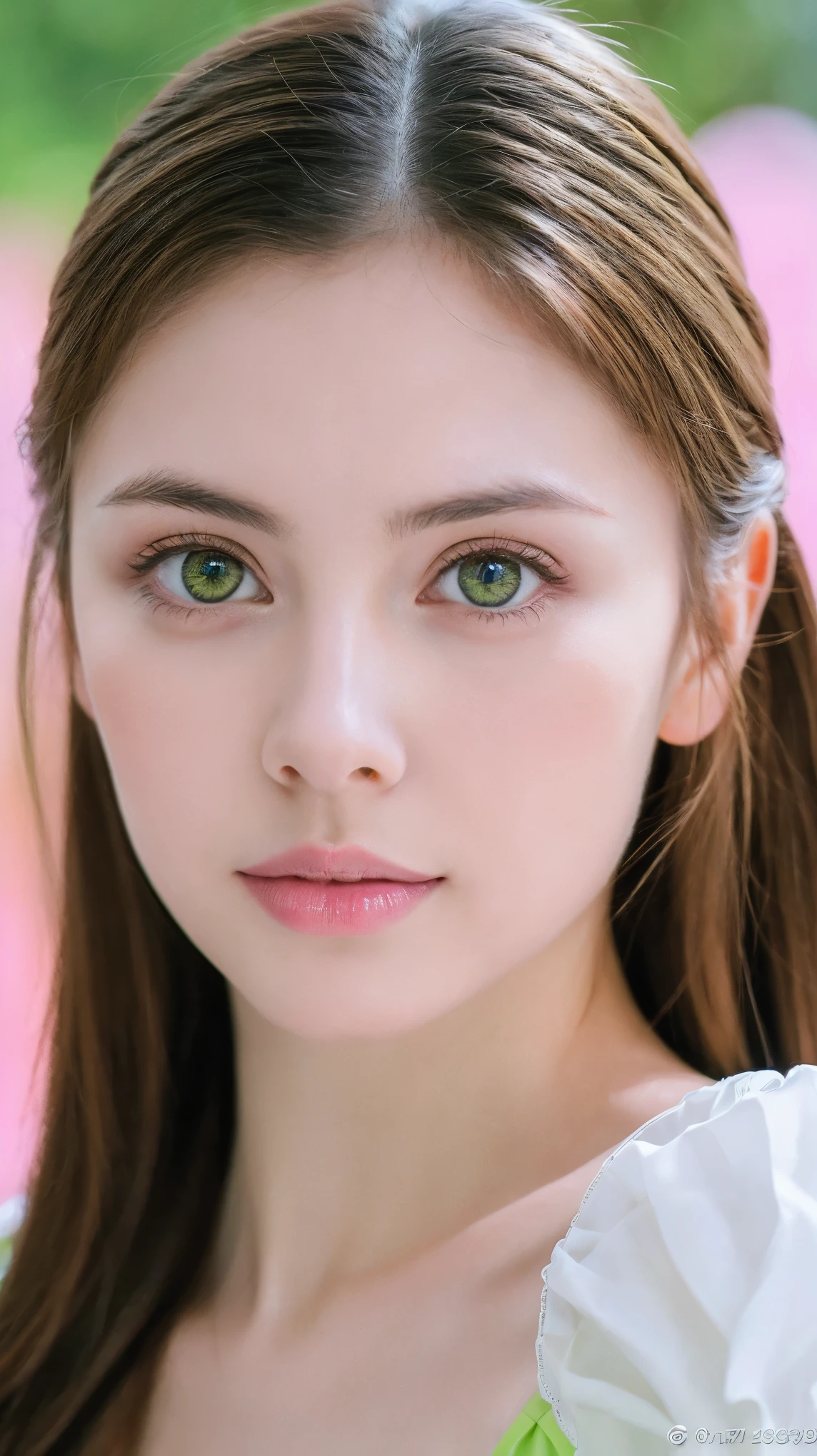 Photos of Ukrainian women. Fits the face. 25 years old, sharp chin, Raw photo, masutepiece, extremely detailed photo, Digital SLR, Photorealistic 3.9, Ultra High Resolution, of the highest quality, Pink lips, Perfect makeup, Big, Bright green eyes, white