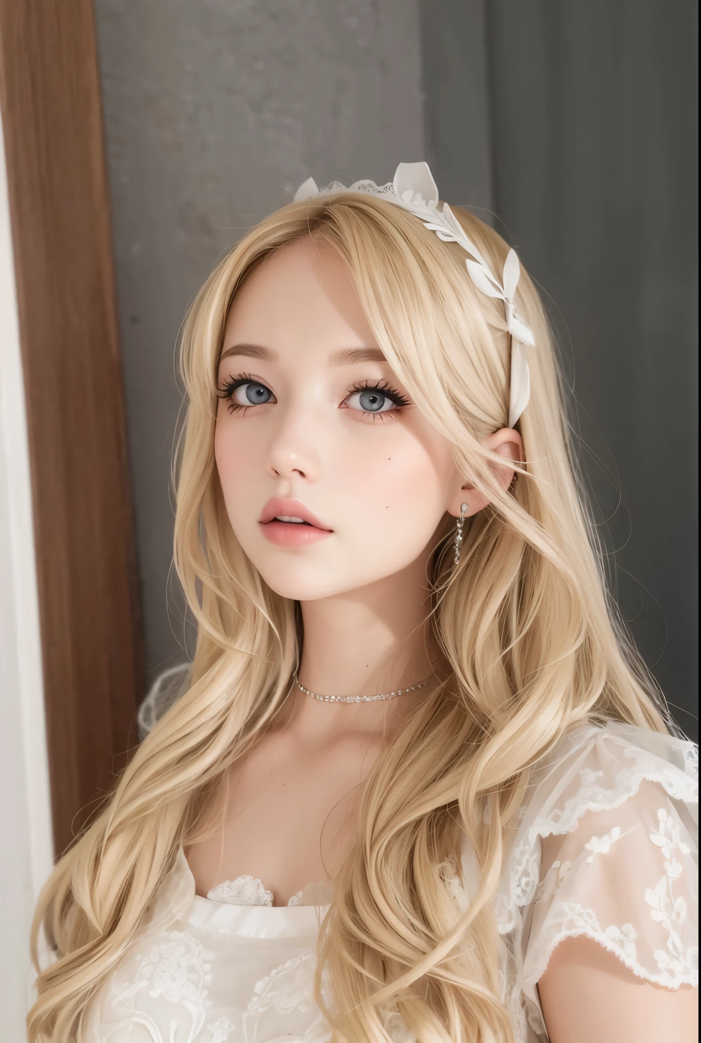 Blonde girl coquette lace