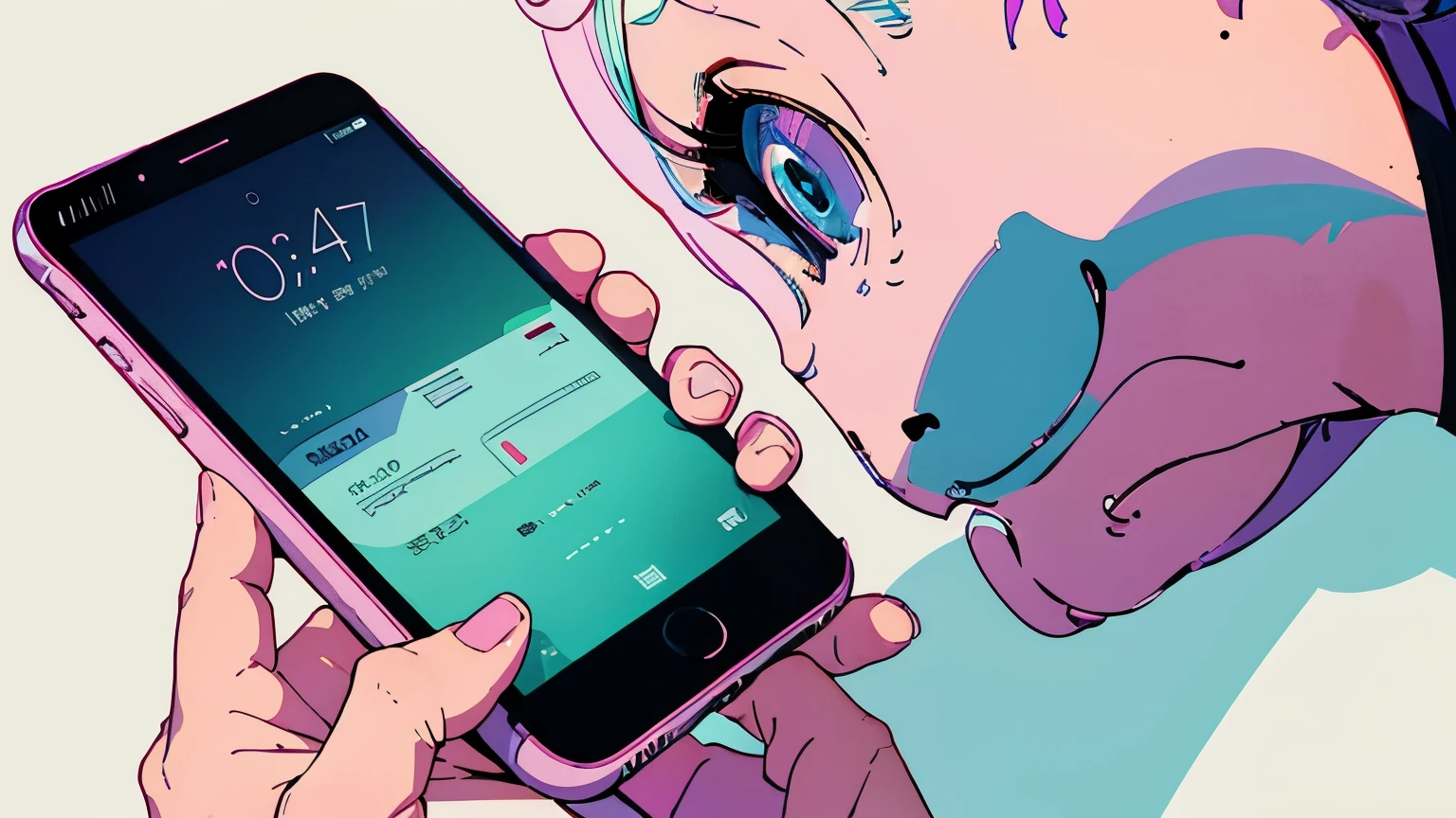 ((Vaporwave Style, partially coloring)), (((vanilla))), A person holding a mobile phone with a clock displayed on the screen, hd Mobile Phone Wallpapers, Vertical wallpaper, phone in hand, wallpaper mobile phone, iphone background, iMobile Phone Wallpapers, Mobile Phone Wallpapers, beautiful iMobile Phone Wallpapers, holding a very advance phone, iPhone 15 background, Mobile Phone Wallpapers hd, iphone in hand, hold up smartphone, phone background, Mobile Phone Wallpapers, Everything fits on the screen, beautiful wallpaper
