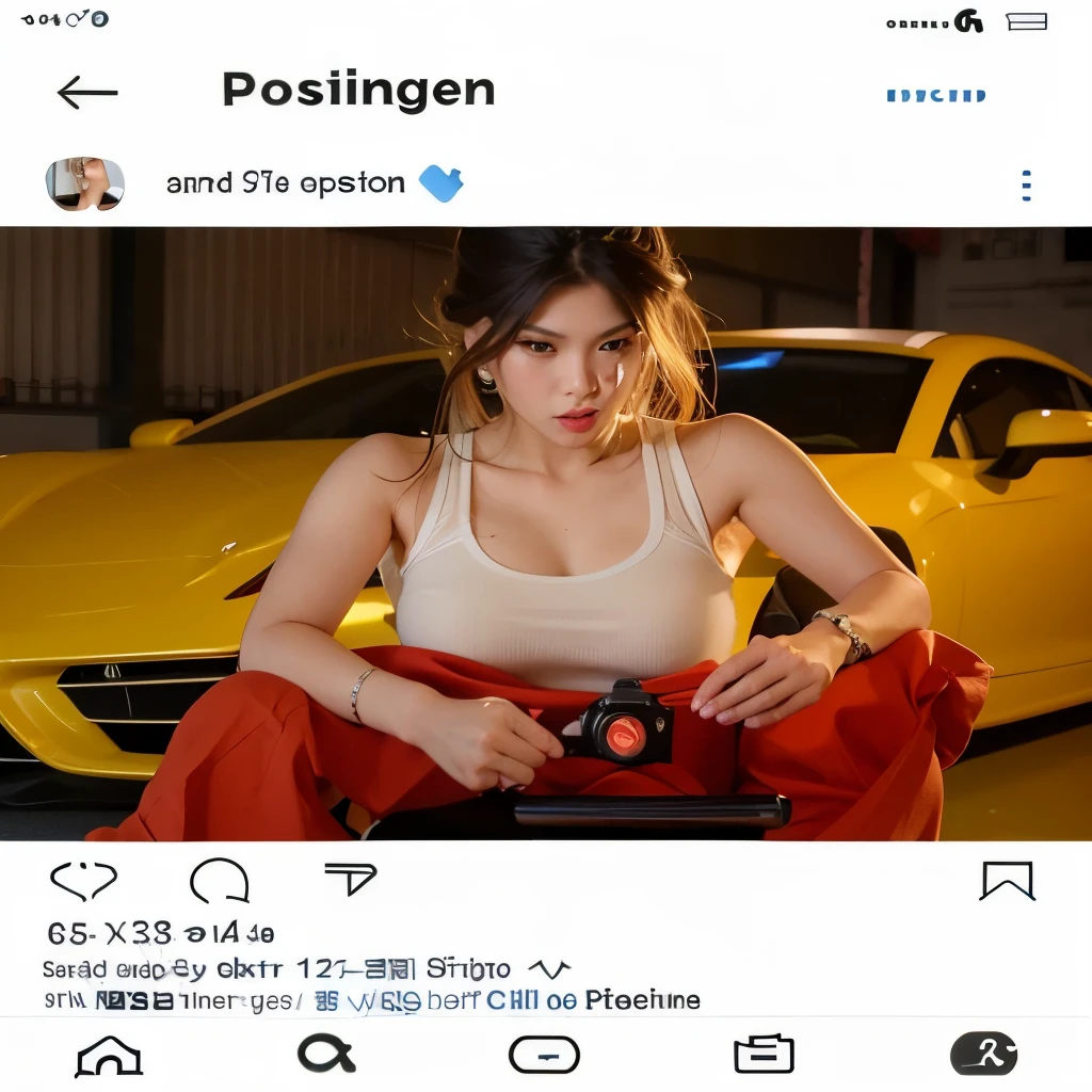 a close up of a person sitting on a chair with a camera, gorgeous chinese model, trending at cgstation, instagram model, trending on cgstation, sexy girl, smooth white tight clothes suit, cindy avelino, sexy :8, gorgeous young korean woman, chinese girl, xision wu, sexy style, sportscar, sportcar, xintong chen, with beautiful exotic