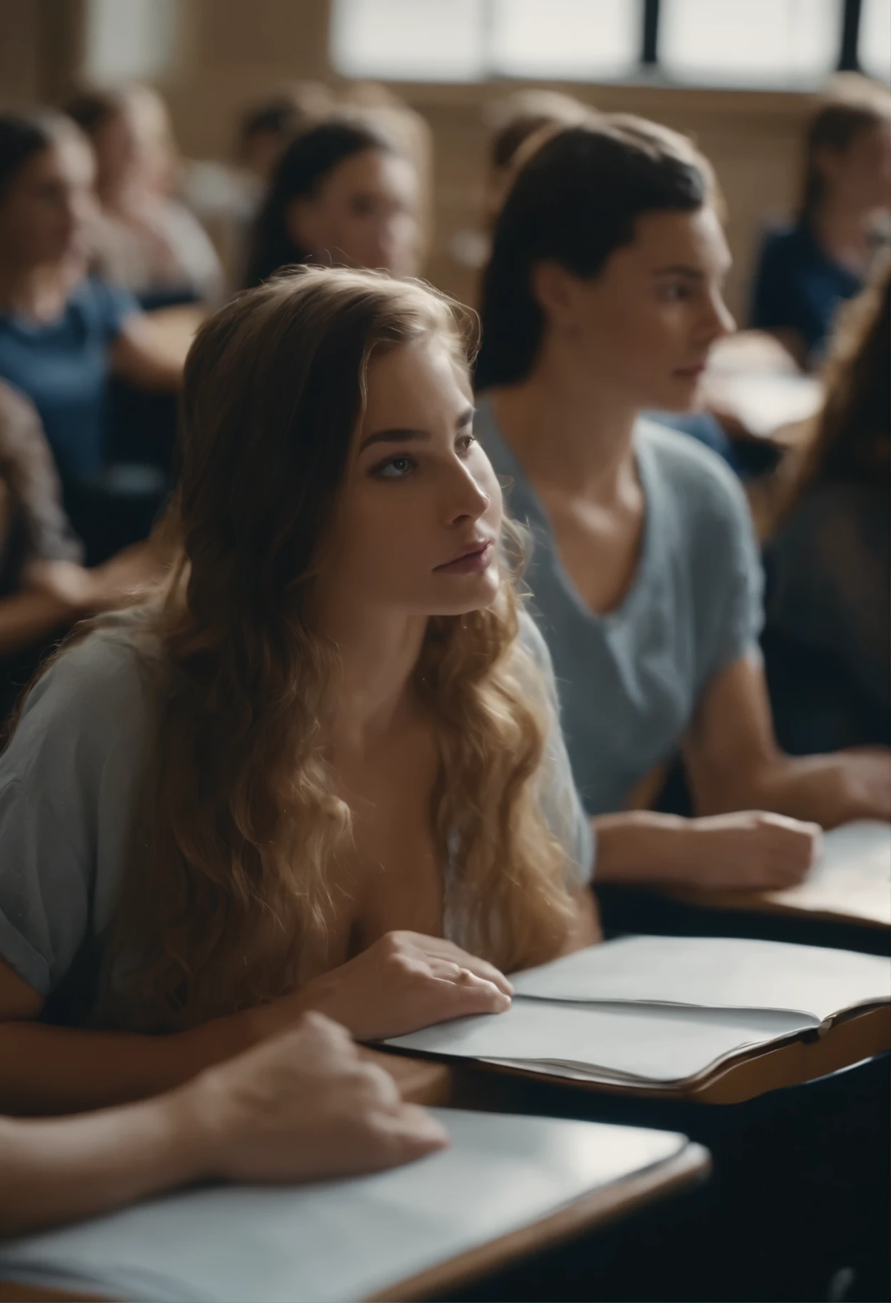 takes off her clothes in class while her classmates show their tits