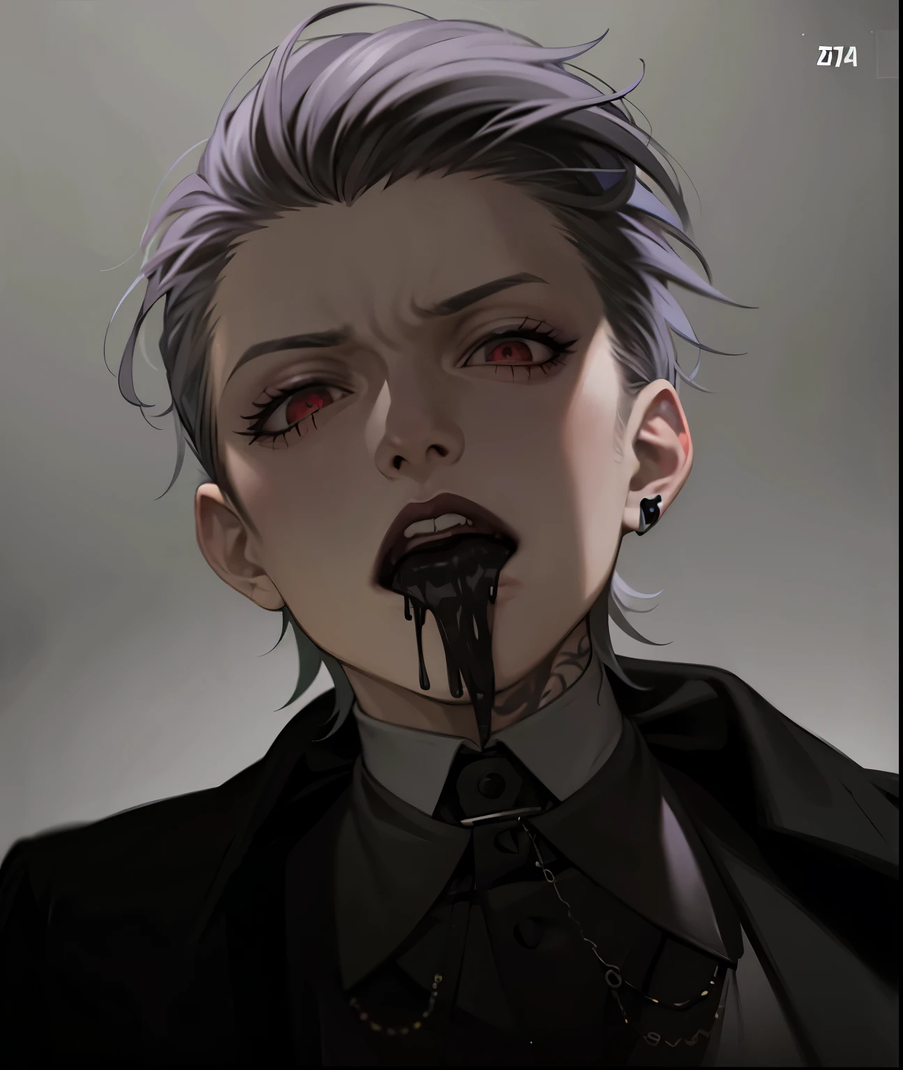 there is a man with a black tie and a black jacket, 1 7 - year - old goth girl, bladee from drain gang, goth aesthetic, goth girl aesthetic, darkwave goth aesthetic, cruel korean goth girl, gothic horror vibes, lil peep, androgynous vampire, pale goth beauty, 1 7 - year - old anime goth girl, goth vibe